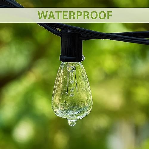 Miniatura 3 de Tira de luces para exteriores de 10 pies, tira de luces Edison negras con 11 bombillas Edison transparentes (1 de repuesto) con certificación UL,