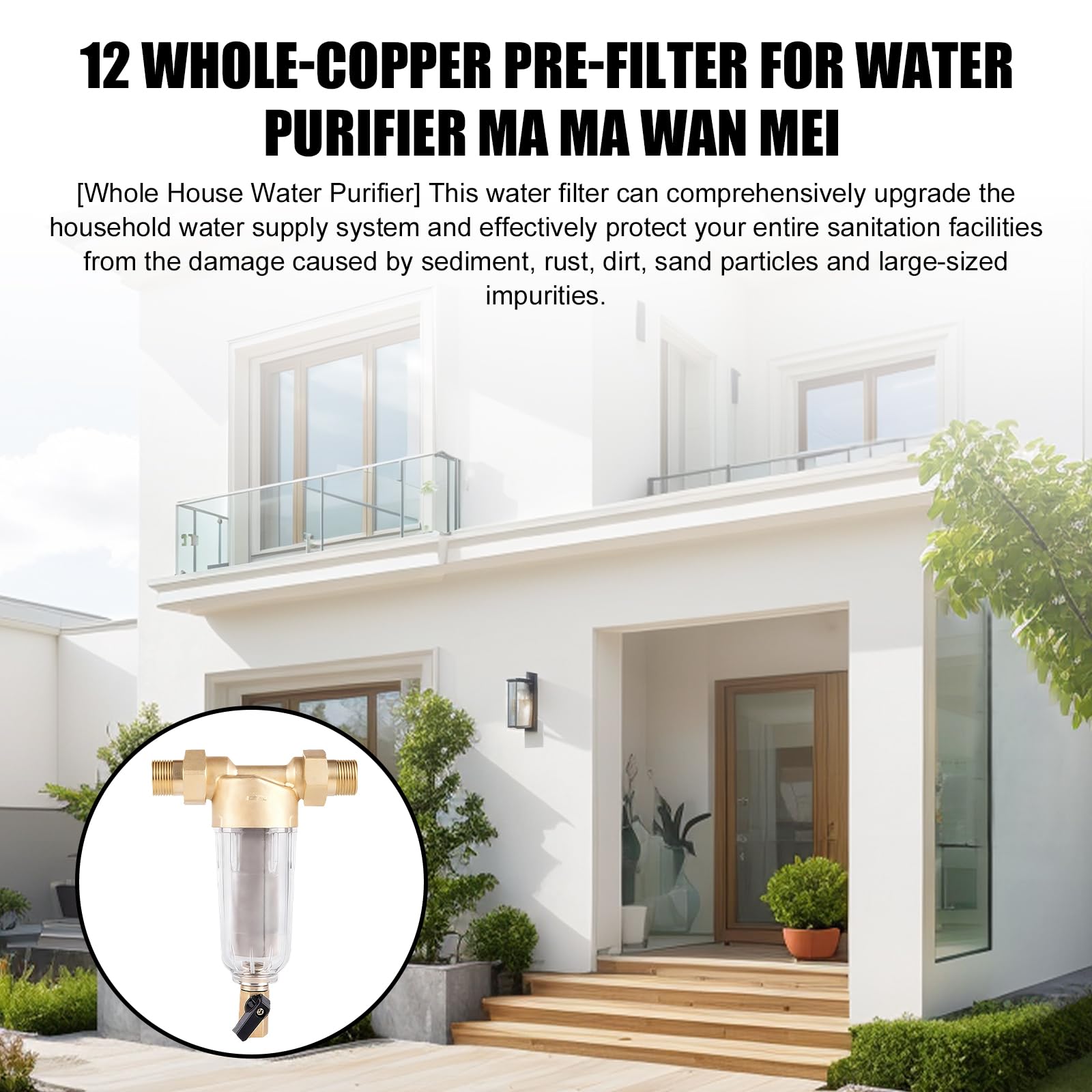 Filtr do wody wielokrotnego użytku, filtr do płukania zwrotnego 1", filtr do wody, filtr dokładny, z adapterem 1/2", filtr wstępny do wody, filtr osadowy, spin-down do wody ze studni