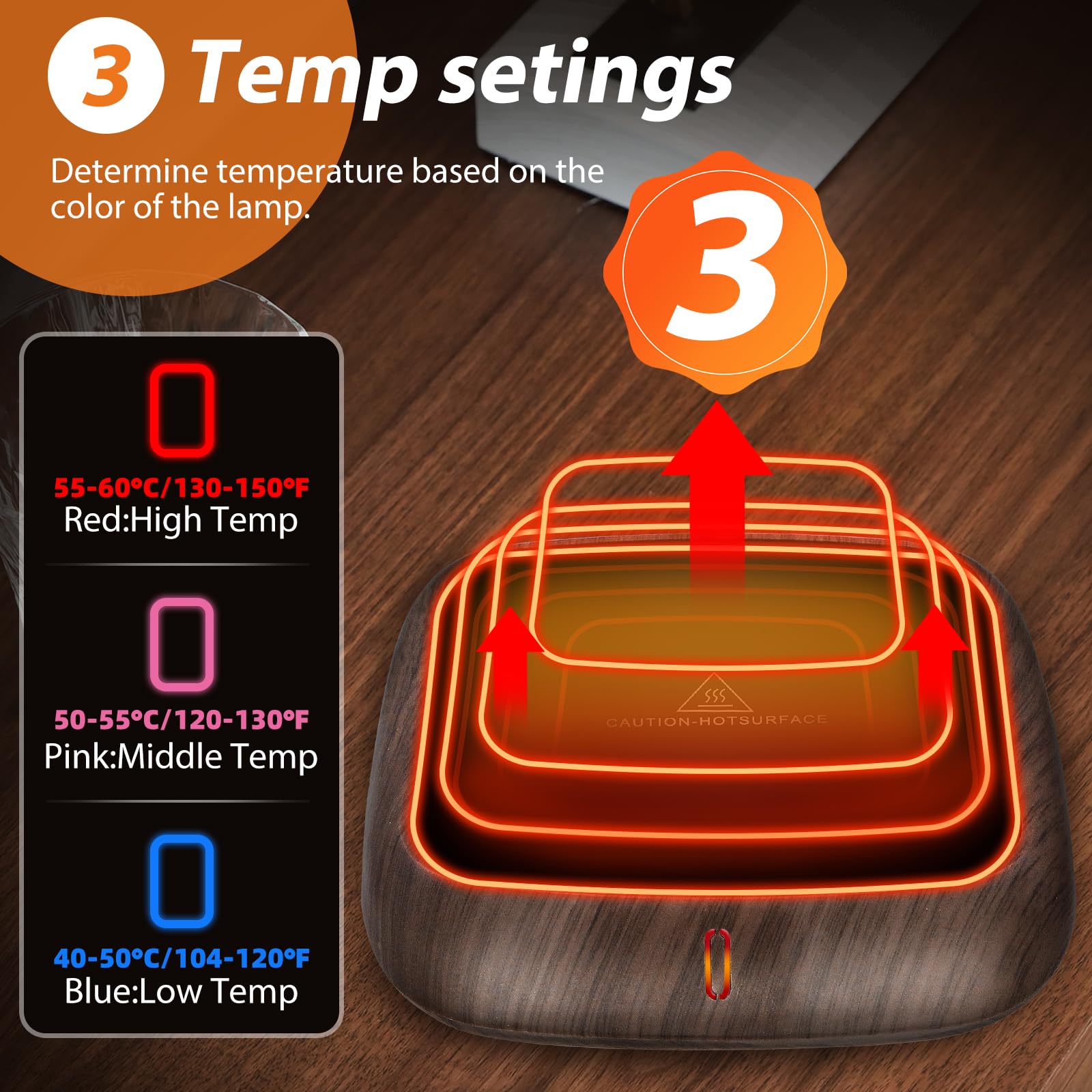 MYMULIKE Scaldabicchiere Elettrico Con Display LED – 6 Temperature 45-70°C, Timer 1-12h, Spegnimento Automatico Per Tazze Di Caffè, Tè E Latte