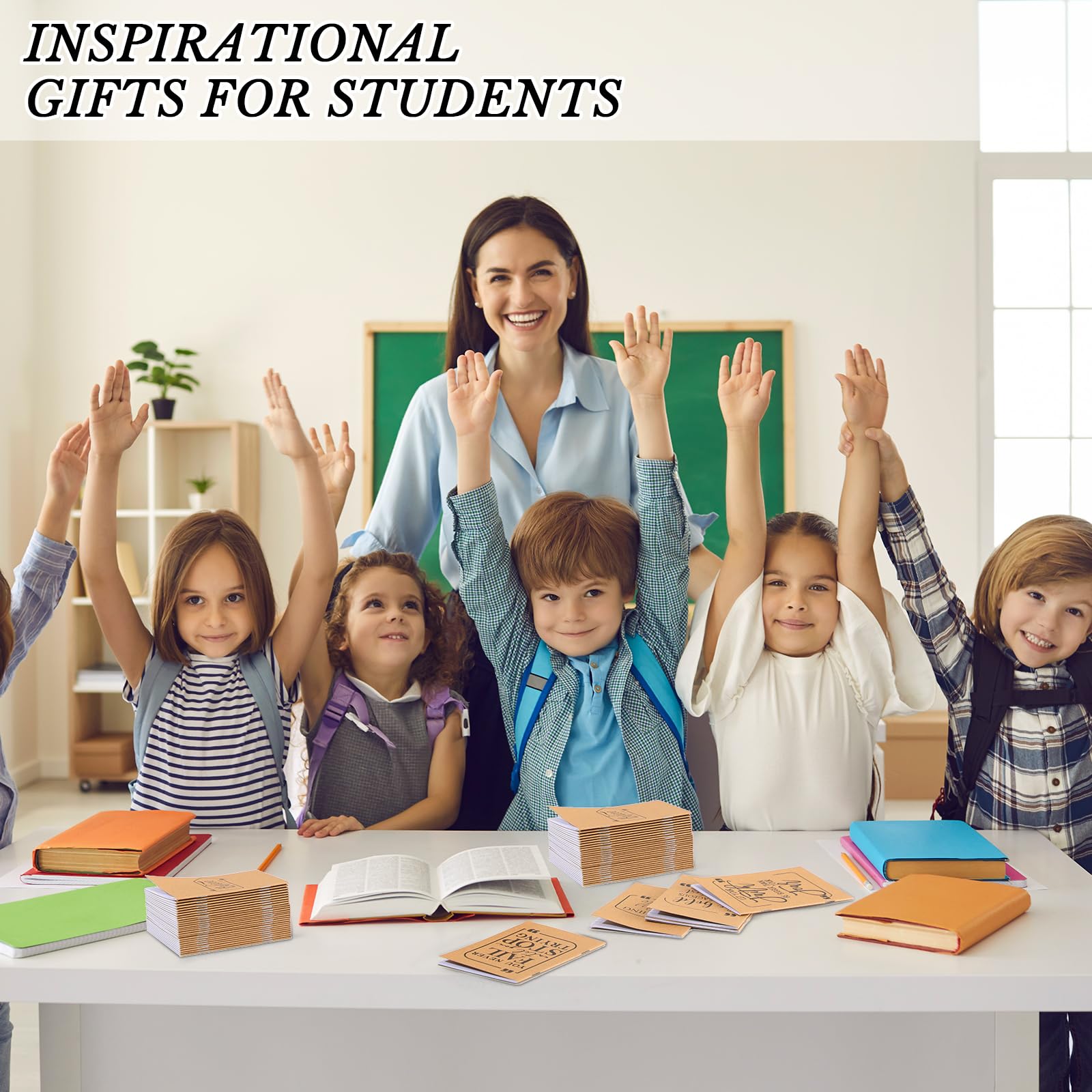 Fulmoon 100 mini taccuini tascabili ispiratori e mini diari sfusi per regali di apprezzamento dei dipendenti, quaderni motivazionali per insegnanti, infermieri CNA, colleghi, personale (marrone)