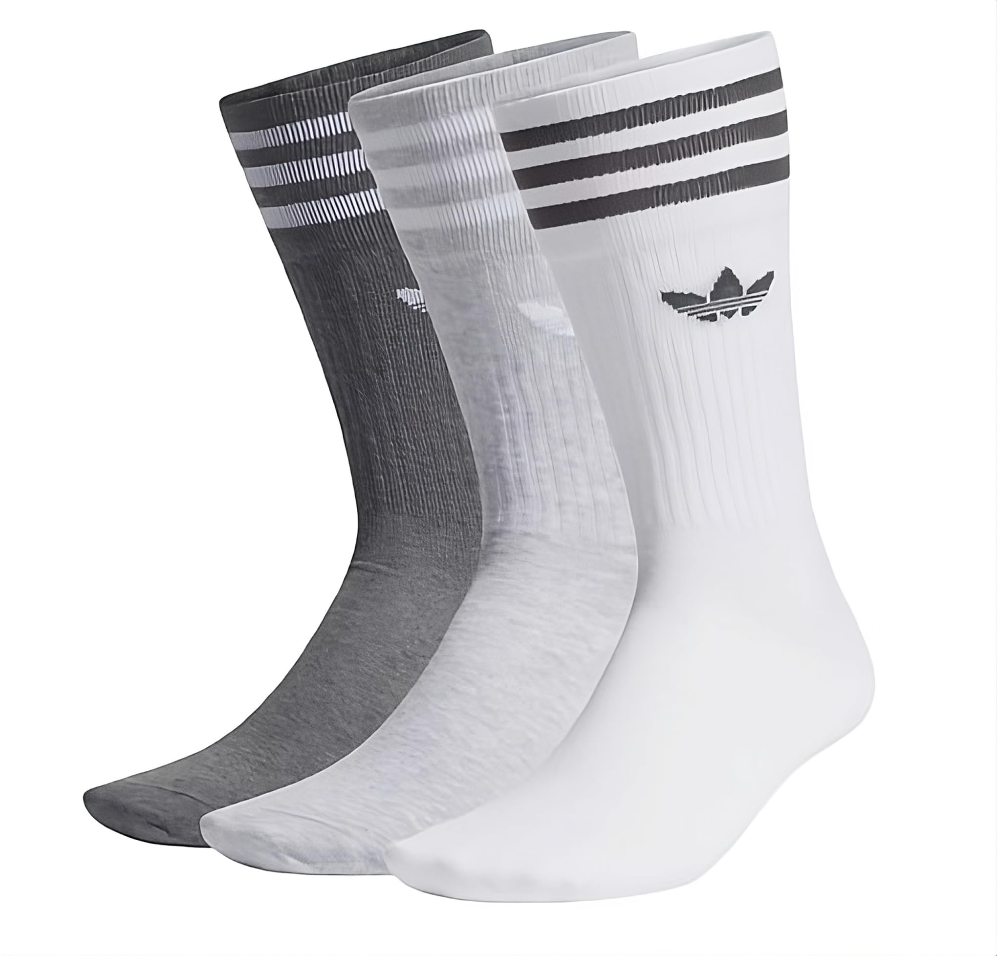 Chaussettes adidas Solid Crew blanches et grises en lot mixte de taille 35-38