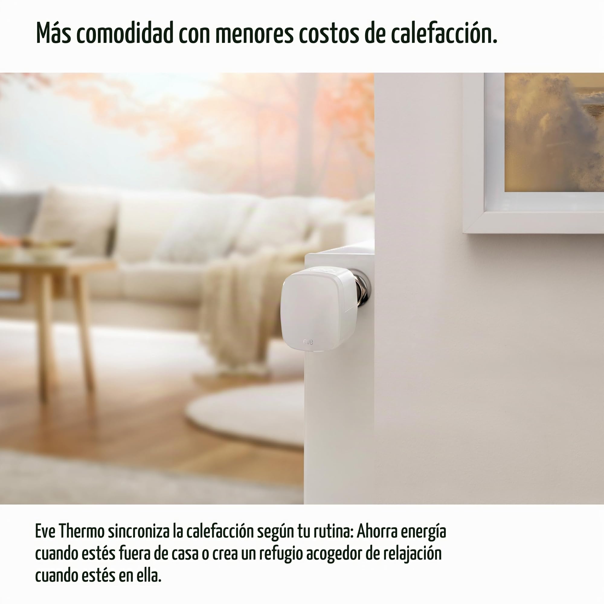 Eve Thermo (Matter, 4ª Gen) Lote de 4: Válvula termostática Inteligente para radiador, Control automático de Temperatura, Apple Home, Alexa, SmartThings, Google Home, req. Router de Borde Thread