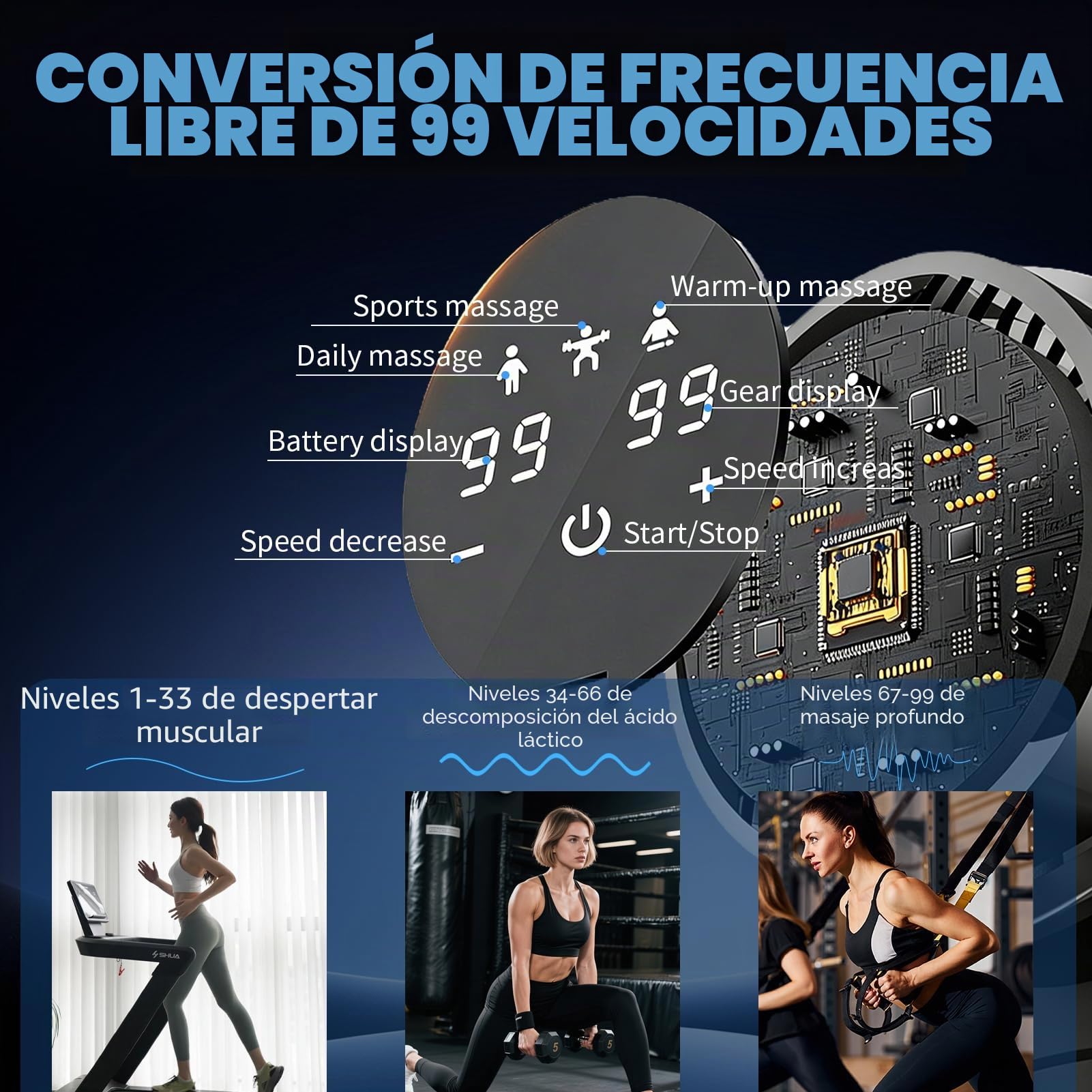 Pistola de Masaje Muscular, Masajeador Cervical y Espalda, Masajeador Muscular Profundo con 99 Velocidades, 10 Cabezales y Pantalla LED, Regalo para Hombre, Mujer, Papá y Mamá