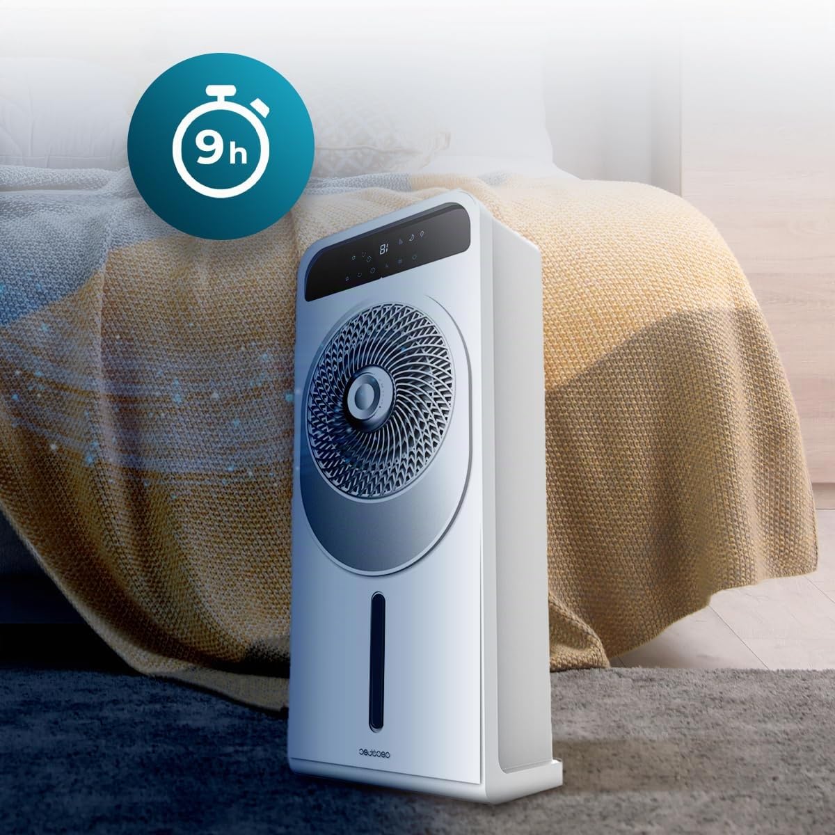 Cecotec - Verdunstungskühler mit EnergySilence 5000 Cool Wave Fernsteuerung 28W, DC Motor, 5L Tank, LED Display, Touch Control, 12 Geschwindigkeiten, 9h Timer, 360º Oszillation