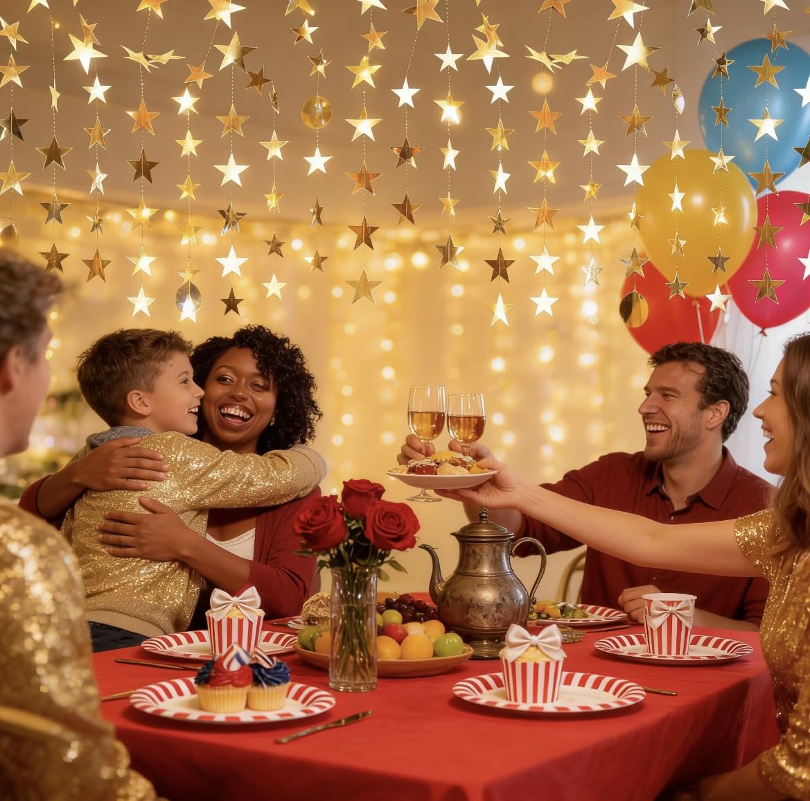 Gold Star Garland Banner - 7 Pack for Parties & Events -4