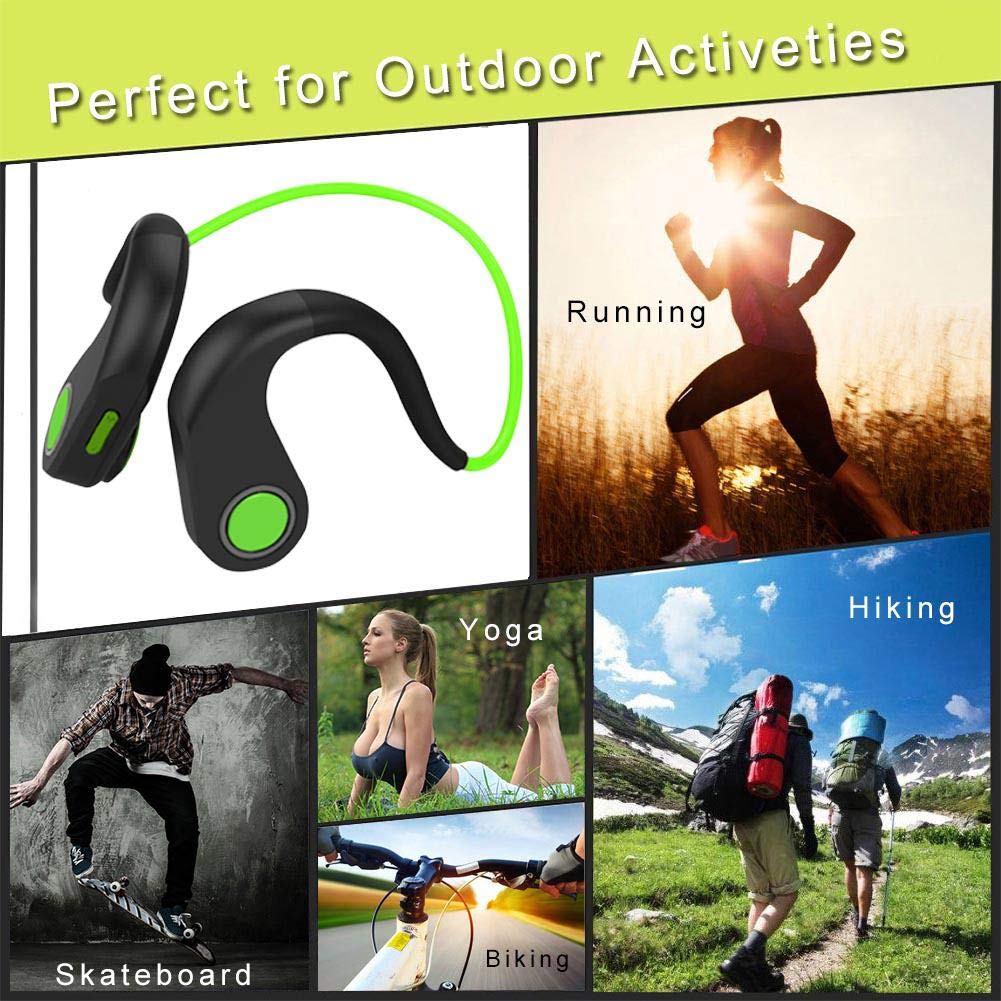 Auricolari Bluetooth Wireless Sport Auricolari Microfono Impermeabile NFC Conduzione Ossa Auricolare Bluetooth CSR8635 V4.2+EDR Outdoor Sport Headset Mic Box (verde)