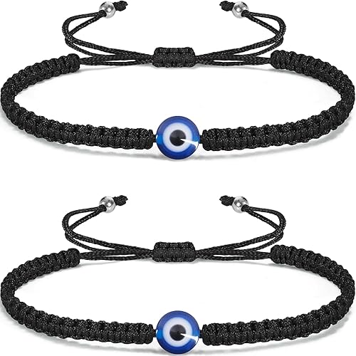 VIBILIA Pulseras contra el mal de ojo para mujeres y hombres, hechas a mano, trenzadas, de buena suerte, cuerda de cuerda, hilo de amistad, cuerda