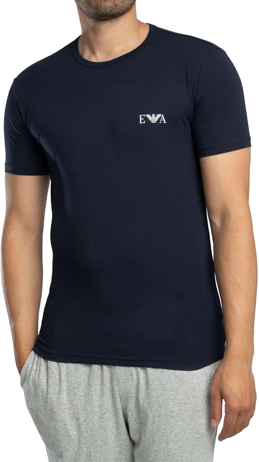 Emporio Armani Mens Stretch Cotton Jersey 2 Pack Crew Neck Shirt - Image 2