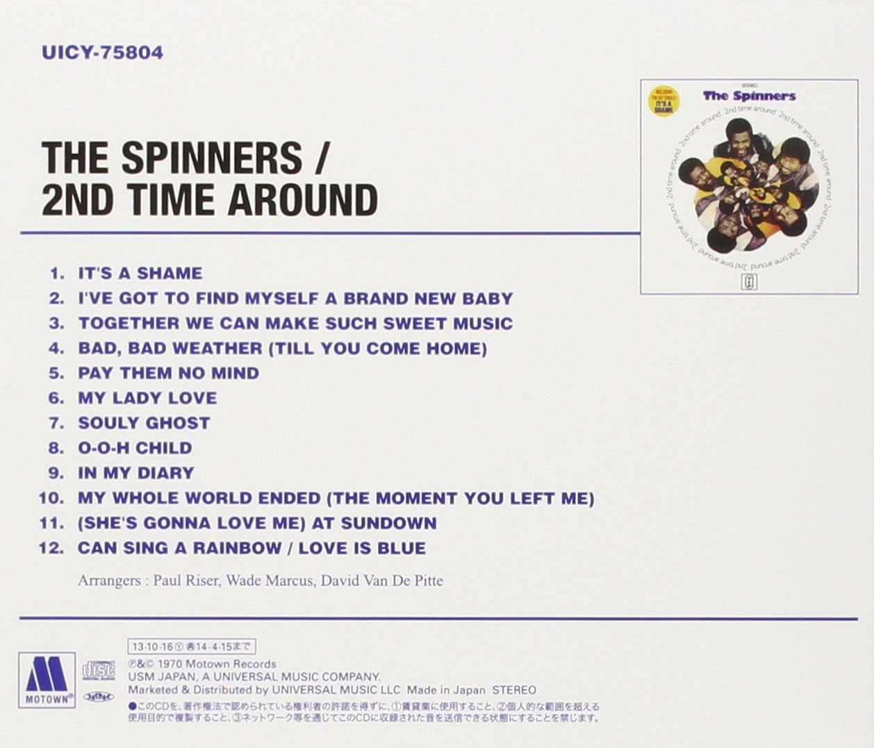 SPINNERS THE SPINNERS - 2nd Time Around - CD