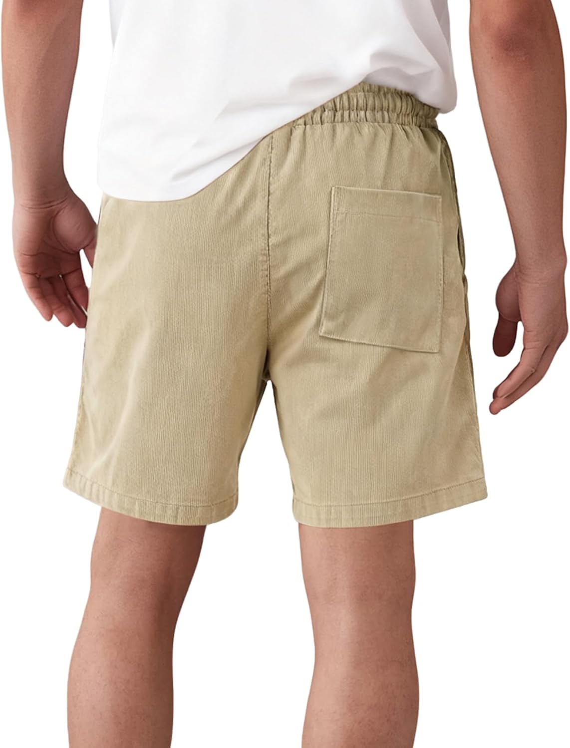 Mens Corduroy Shorts Casual 7 Inch Elastic Waist Drawstring Lightweight Summer Beach Shorts with Pockets - Image 2