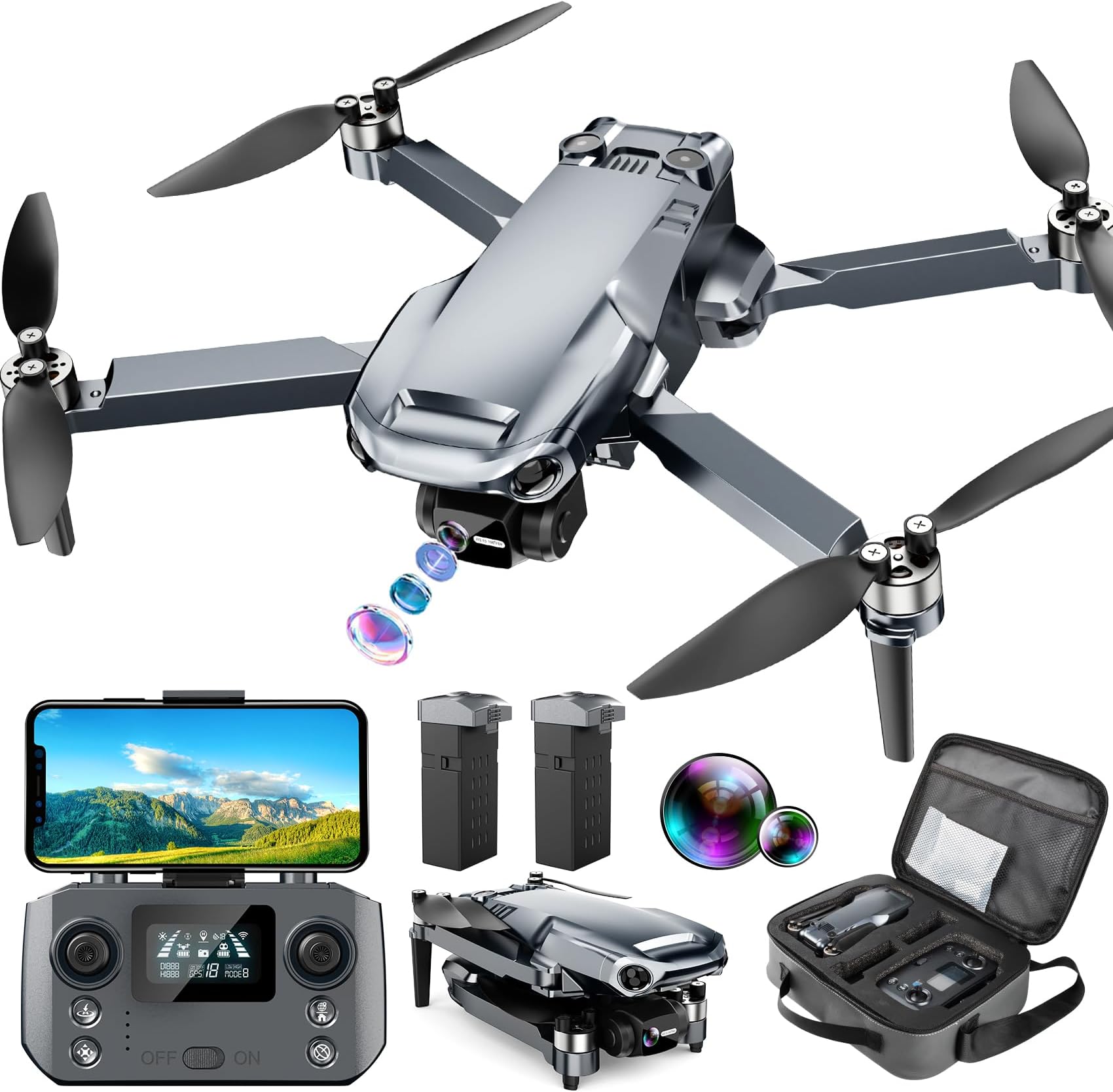 GPS Drone with 4K UHD Camera for Adults, 1640ft Long Range, Auto Return Home, Follow Me, 3-Axis Gimbal, APP & Remote Control for Outdoor Photography and Video