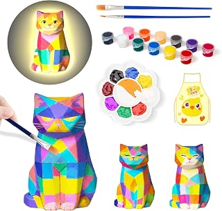 Paint Your Own Cat Lamp Craft Kits, Arts and Crafts for Kids Ages 8-12, DIY Sitting Cat Night Light Gifts for Girls, Art Supplies Painting Kit for Girls Birthday Christmas Gifts for Kids Ages 3 4 5 6+