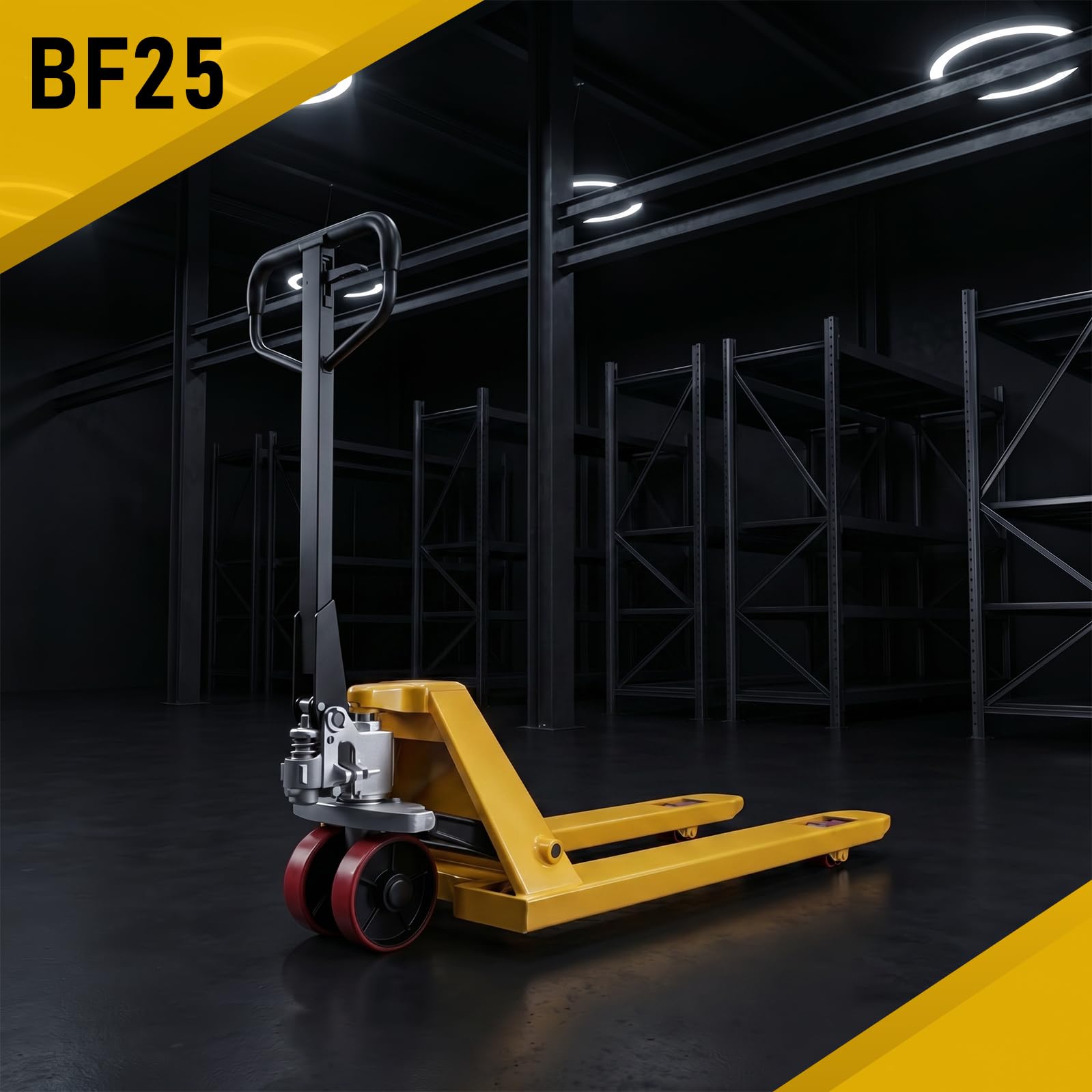 Transpalette Manuel 2500 kg, Fourches 800 × 550 mm | Idéal pour Espaces Restreints, Roues PU Tandem, Levage 85-200 mm, Déplacement Fluide