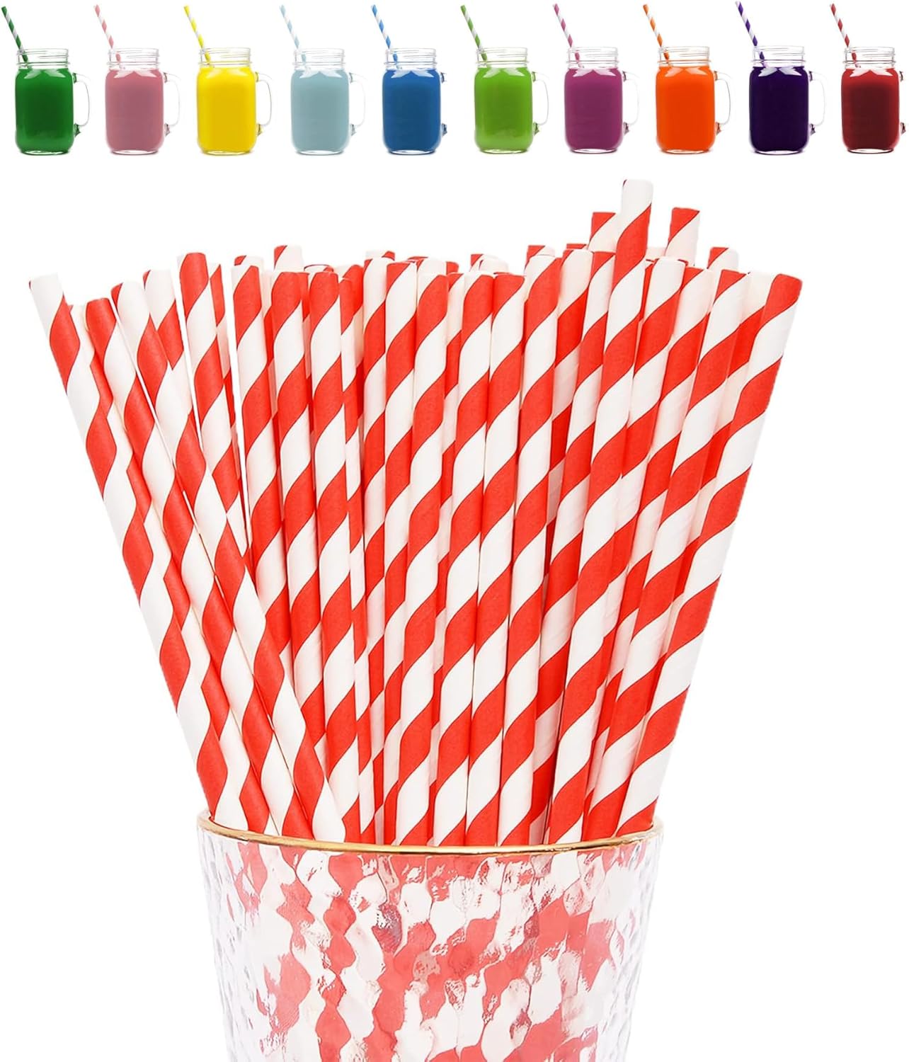 Red Stripes Drinking Straws100Pack Straws Drinking Paper for Kids