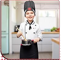 Vista 6 de Hibachi - Conjunto de disfraz de chef y delantal, disfraz de teppanyaki japonés completo profesional con sombrero de chef alto