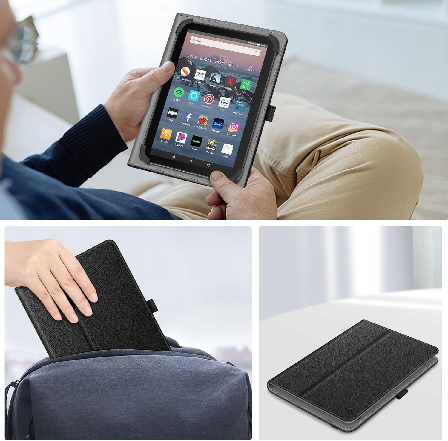 HGWALP Custodia Universale Per 7 Pollici 8 Pollici Tablet, Stand Folio Custodia Universale Copertura Protettiva Per 7 "8" Tablet, Con Fissaggio - Foto 7