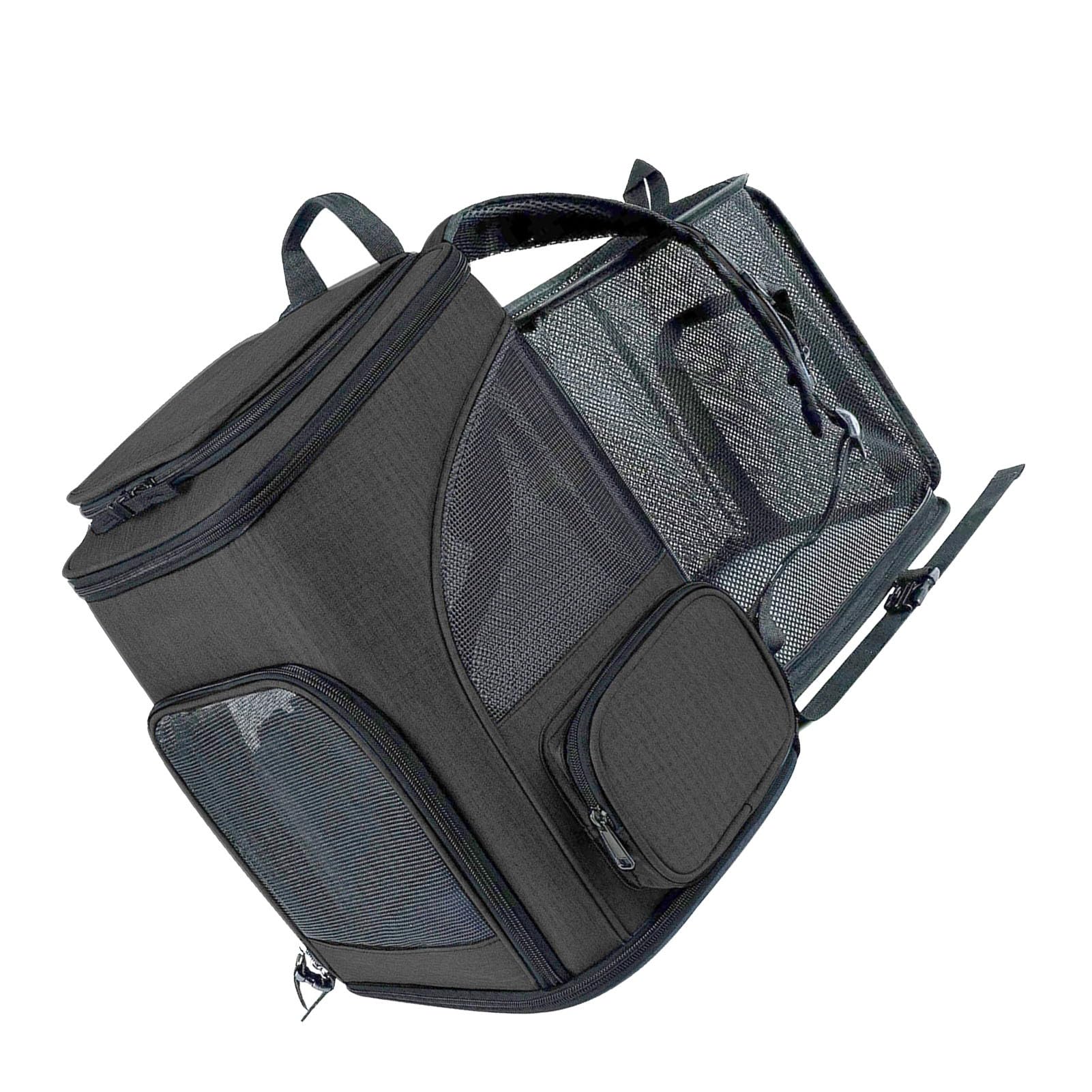Mochila transportadora para Mascotas, transportadora expandible para Perros y Gatos, Mochila de Viaje Plegable y Transpirable para Mascotas pequeñas y Medianas de hasta 18 Libras (Negra)
