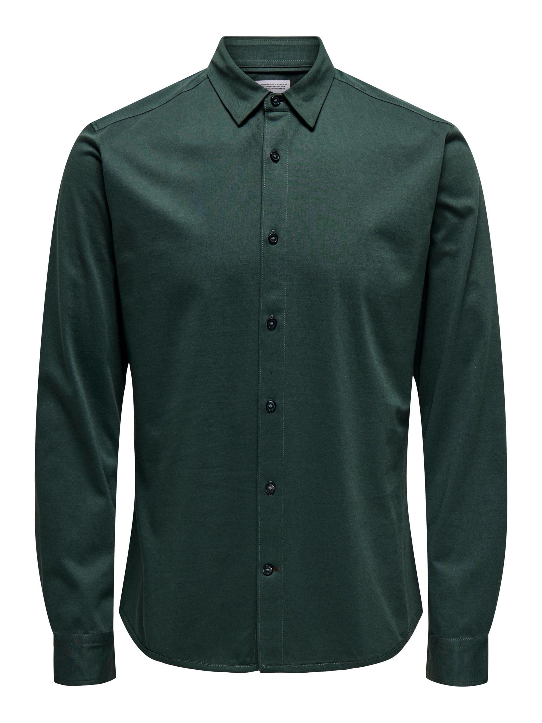 Only & Sons Herren Onsrobin Button Under Ls Stretch Shirt Langarmhemd (1er Pack)