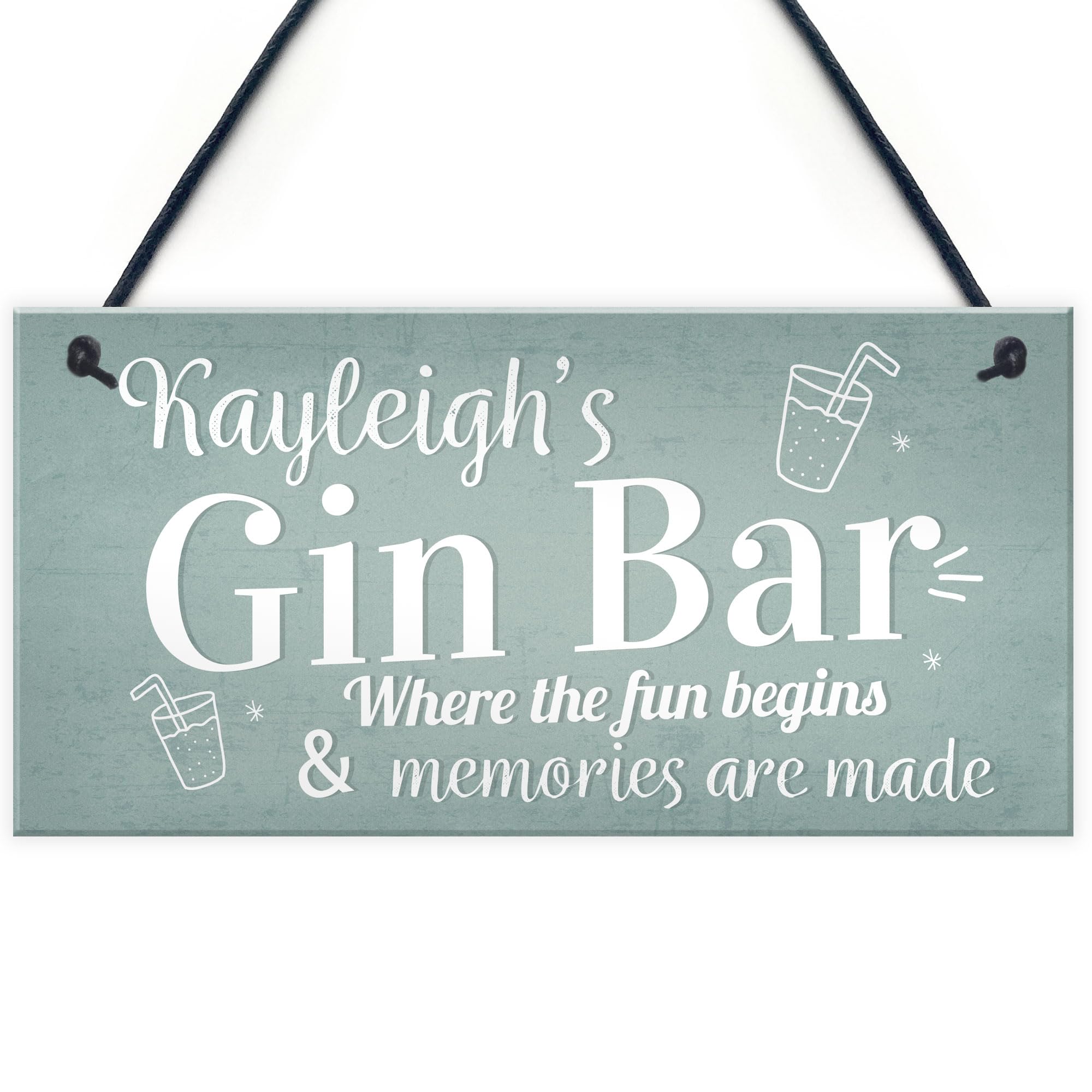Red Ocean Gin Bar Personalised Sign - Gin Gifts For Women or Gin Lovers - Gin Garden Bar Signs - Home Bar Pub Man Cave Decor Signs - Gin Bar Signs For Kitchen - Gin Gifts For Her