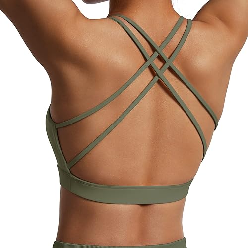 RUUHEE Sostenes deportivos de entrenamiento para mujer, brasier de yoga con relleno cruzado, top sin mangas