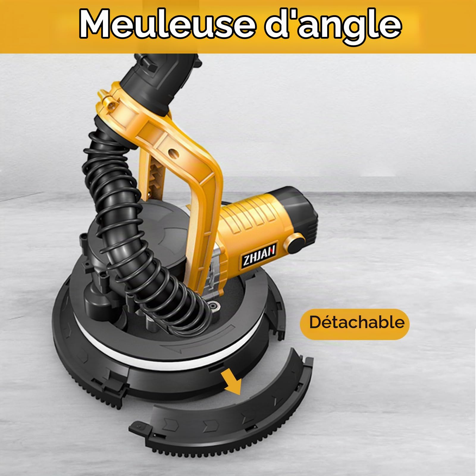 Ponceuse Girafe 880W, Ponceuse Murale et Plafond avec Aspirateur Intégré, 5 Vitesses Variables (1000-2100 RPM), Poignée Télescopique Pliable, LED, pour Plâtre et Placoplâtre