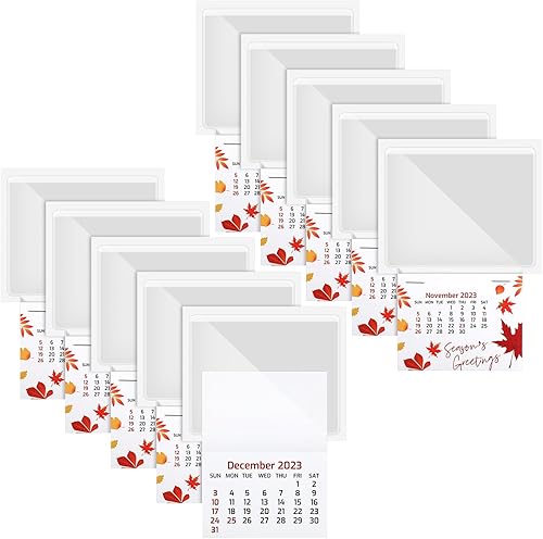 Glenmal Calendario 2 en 1 para despegar y pegar, calendario de pared, calcomanía con bolsillo transparente en blanco y respaldo adhesivo para