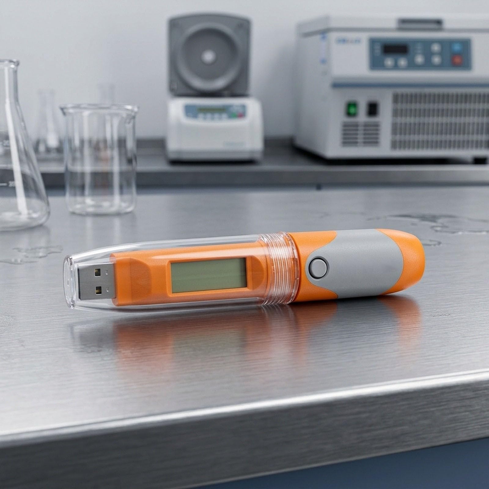 USB temperatura umidità data logger IP67 impermeabile -30 a 70°C catena fredda monitor con display LCD per laboratorio conservazione alimenti arancione