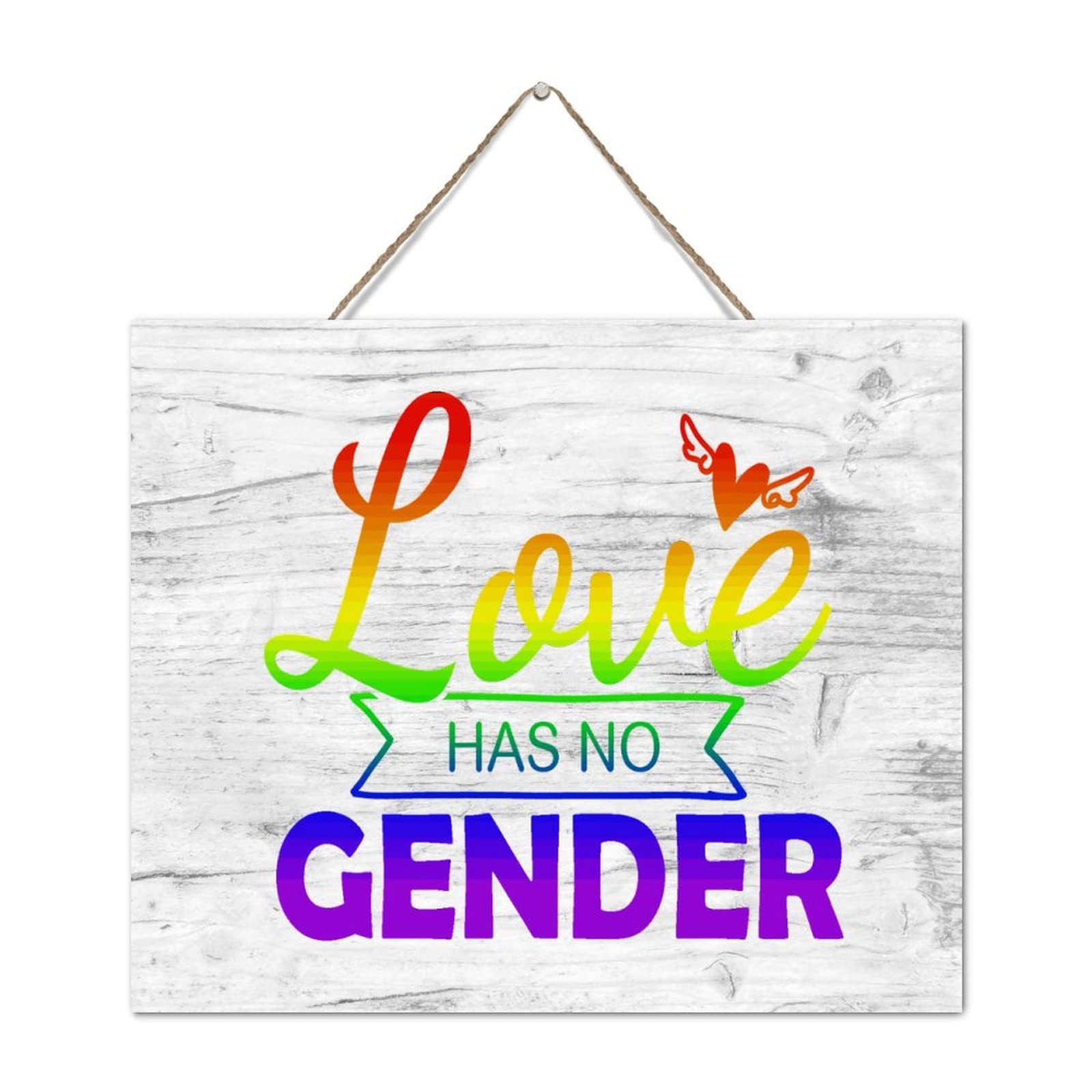 Plaque bois Love Has No Gender vintage pour habiller vos murs nus