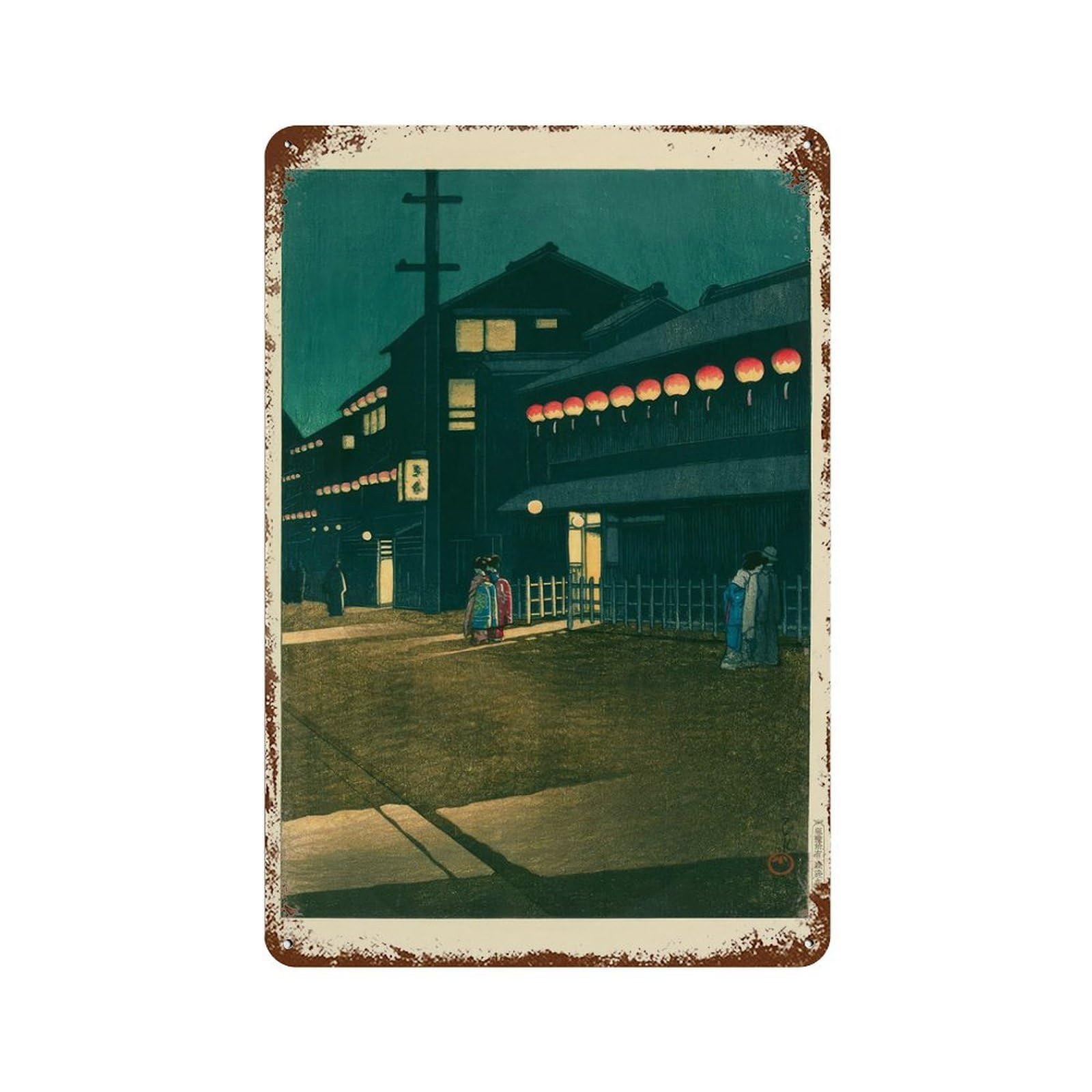 xiaoxiaoshen Japanese Street Woodblock Kawase Hasui Wall Decor Art Metal Tin Poster Modern Home Decor Art Home Bar Shop Decorations Vintage Sign 30x20cm