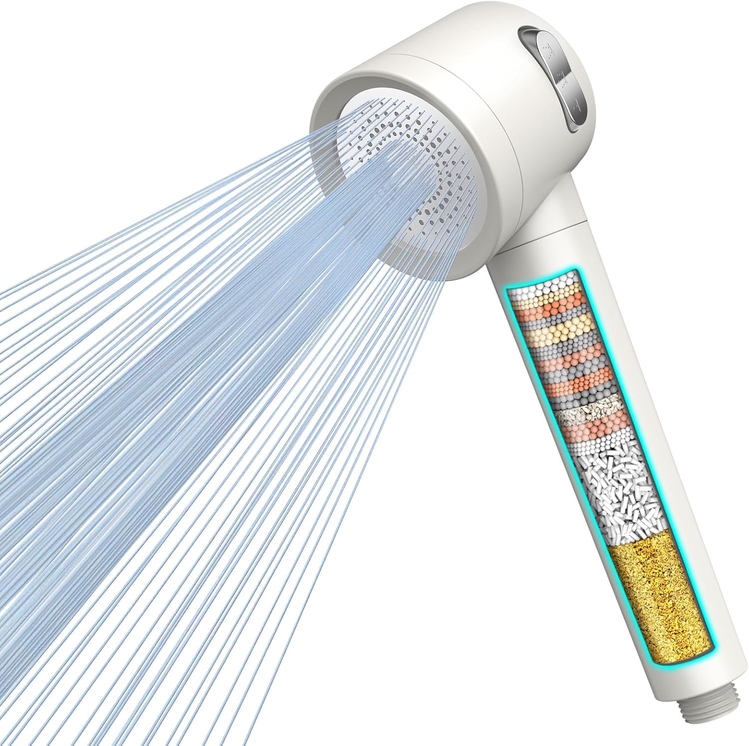 PWERAN Hard Water Filter Shower Head with 18 Stage Filtration, 3 Spray Modes High Pressure Shower Head, Massage Shower Filter Water Saving for Residual Chlorine Removal