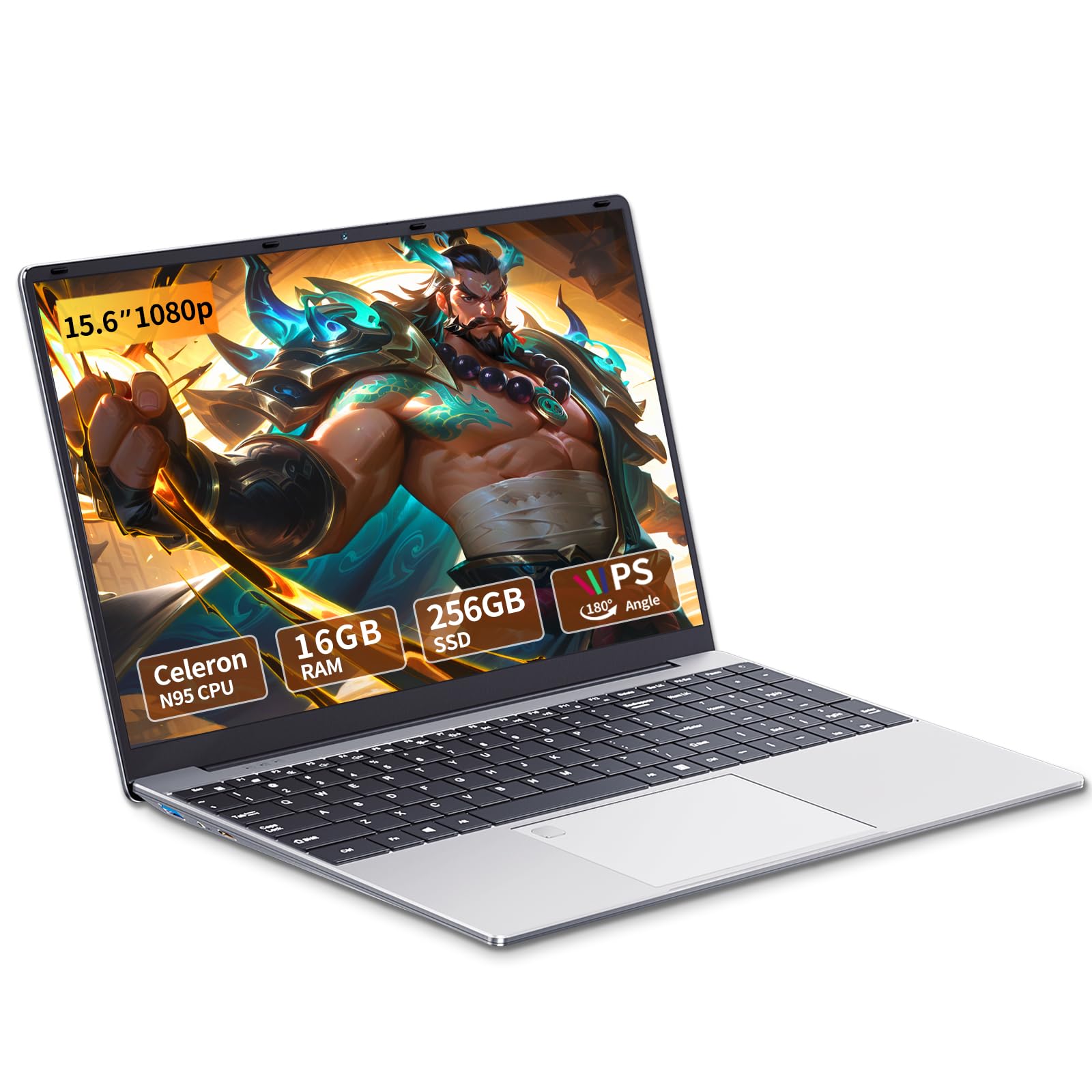 Computer Portatile da 17,3 Pollici, LPDDR4 16GB, Display IPS con Risoluzione 1600 X 900, Laptop Windows 11 con CPU N5095, 7000mAh, Laptop da Ufficio WiFi (16+2 TB Spina