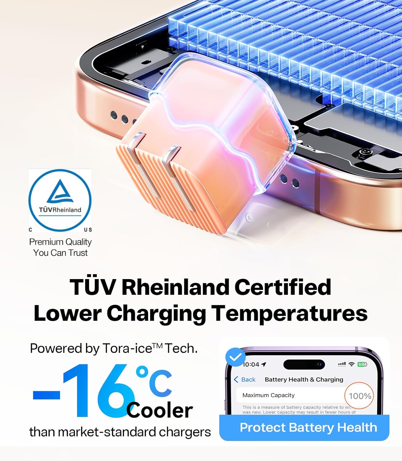 TORRAS IceNano USB C Charger Block, 45W Ultra-Mini Foldable Portable Fast Charging for iPhone 17/16/15 Series, iPad Pro, Compatible with TORRAS Case, Glacier White