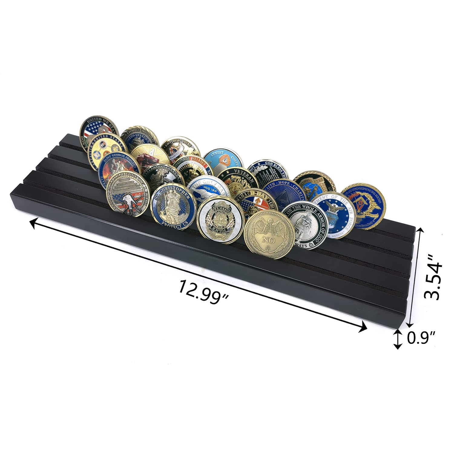 Aomcisi Portamonete a 4 file, stile militare, da collezione, per esporre monete da 32 a 36 monete (grande)