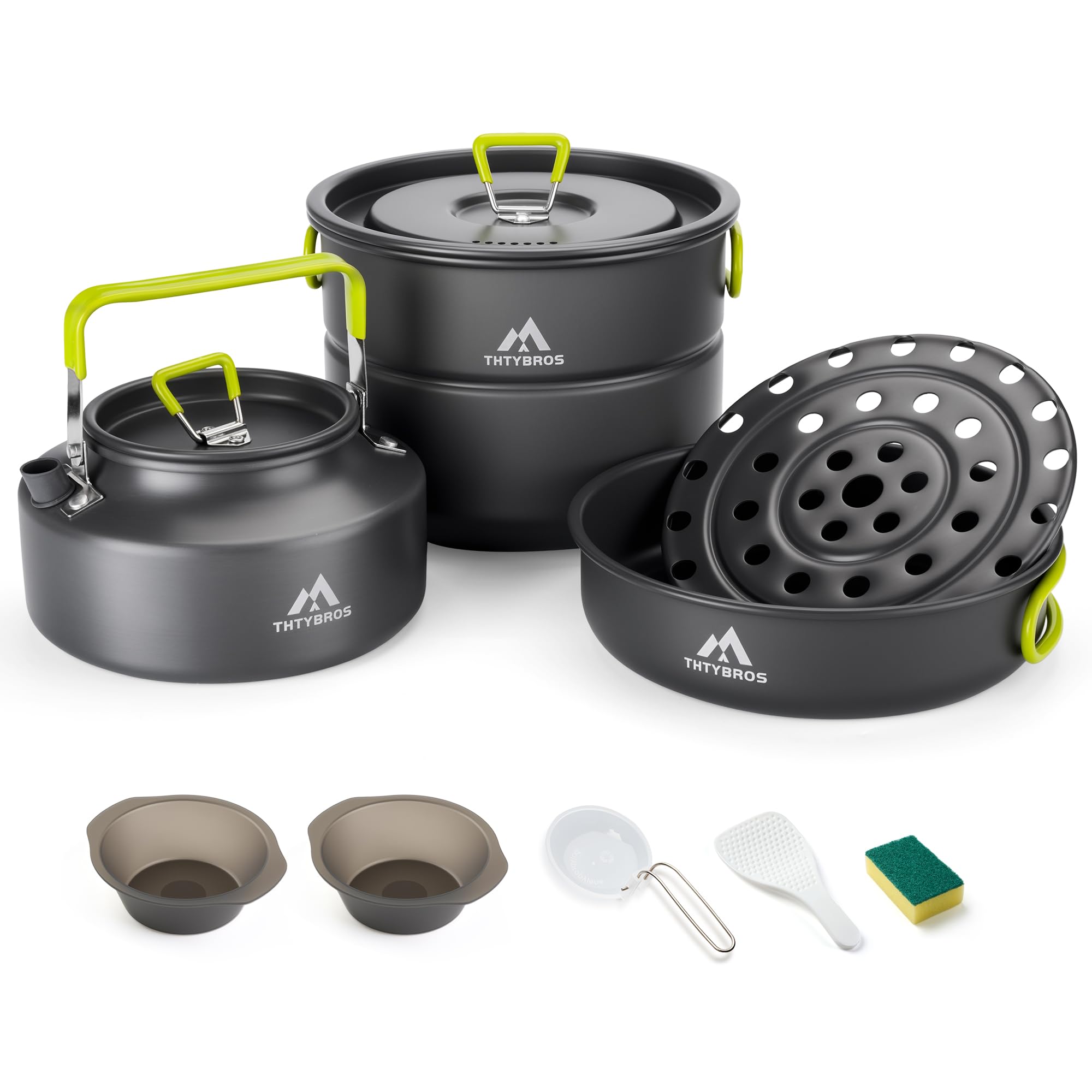 Aluminum Camping Pots Pans Outdoor Steamer 26Pcs Cookware Mess Kit
