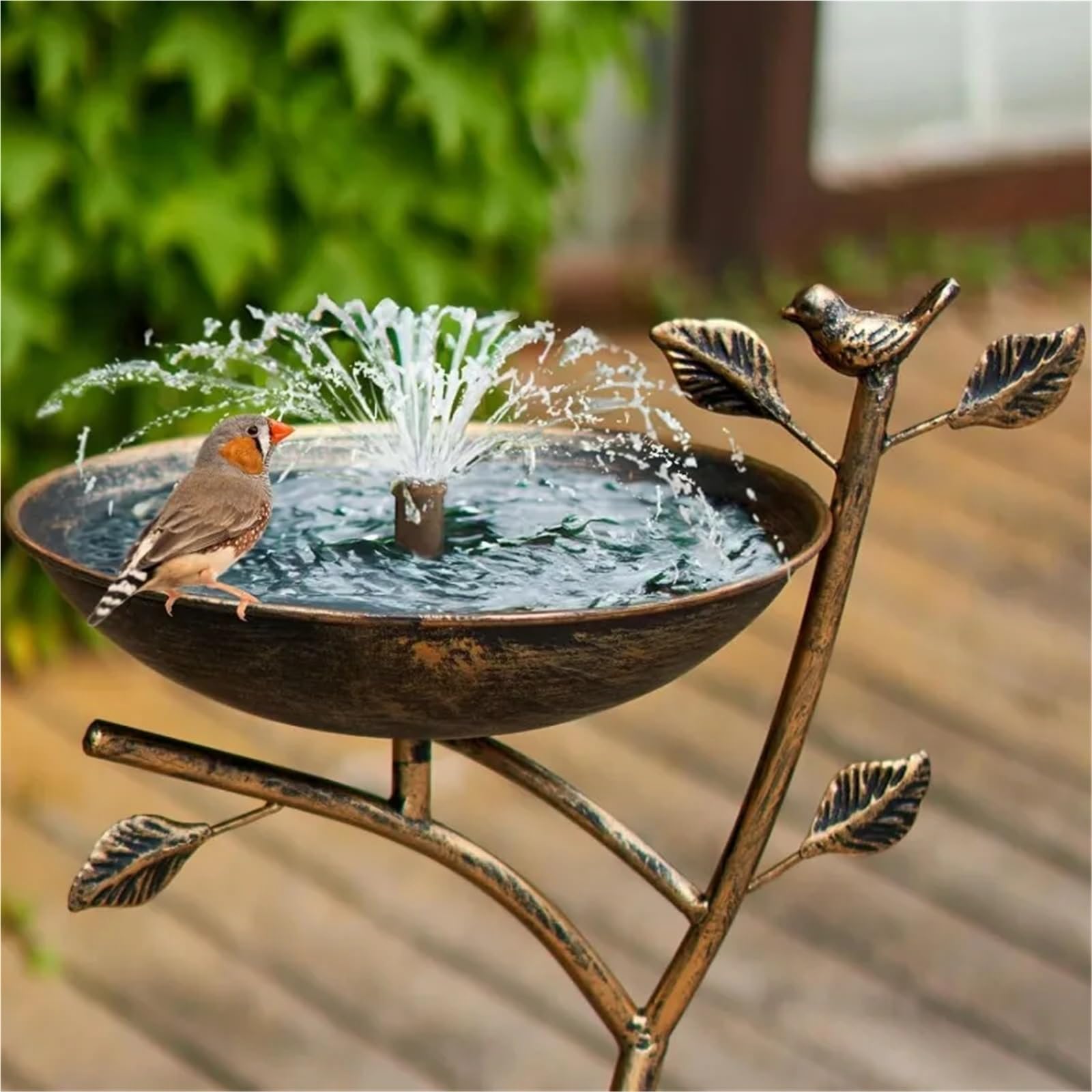 Vogeltränken Vogelbad aus Gusseisen mit Sockel, Durchmesser 28,9 cm B x 78,7 cm H, Vogelbad for draußen, Vintage-Vogelbad aus Metall, Garten- und Hofdekoration