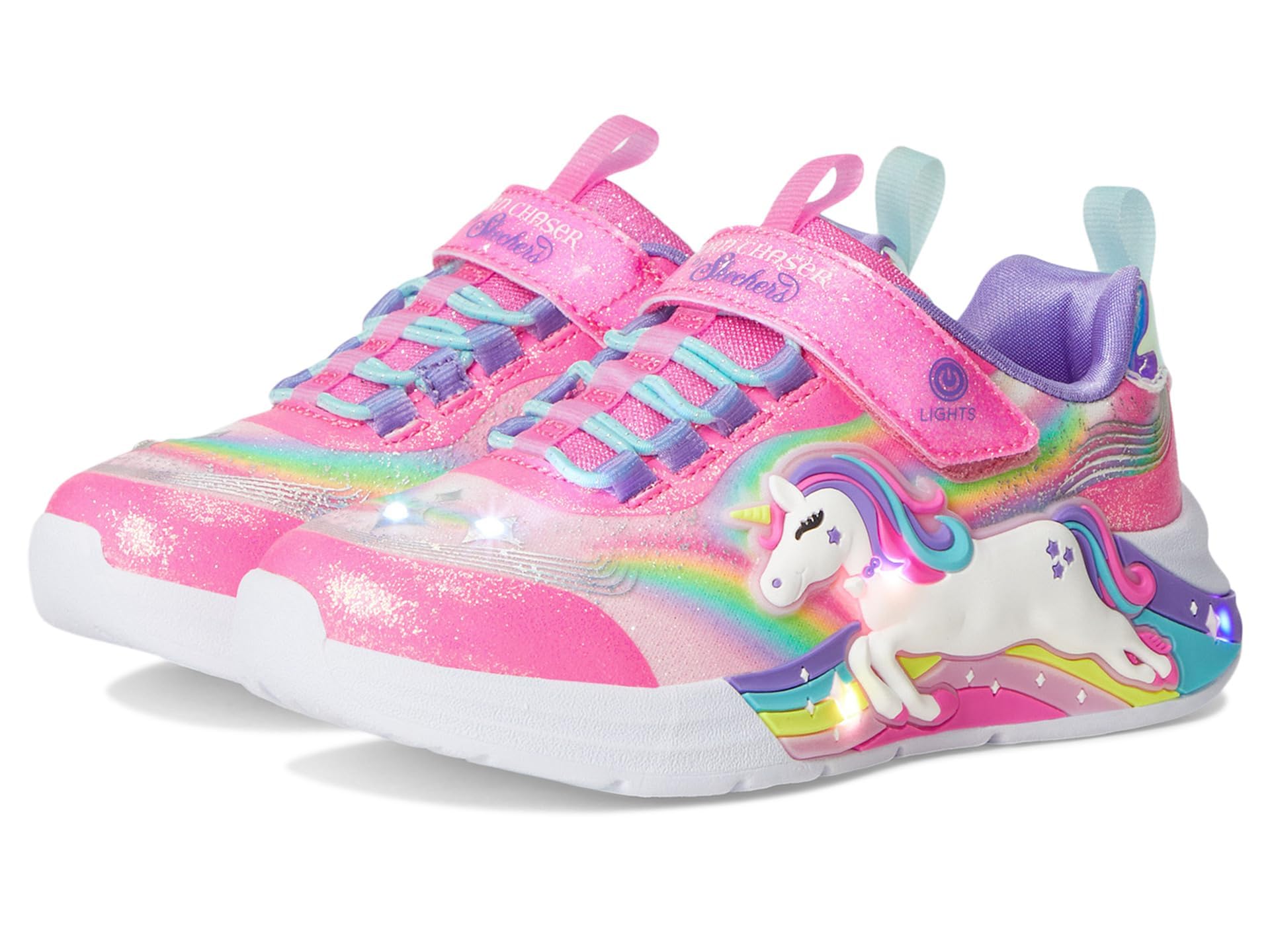 Skechers Girl's Unicorn Chaser Sneakers, Pink Sparkle Mesh/Multi Trim, 12.5 UK Child