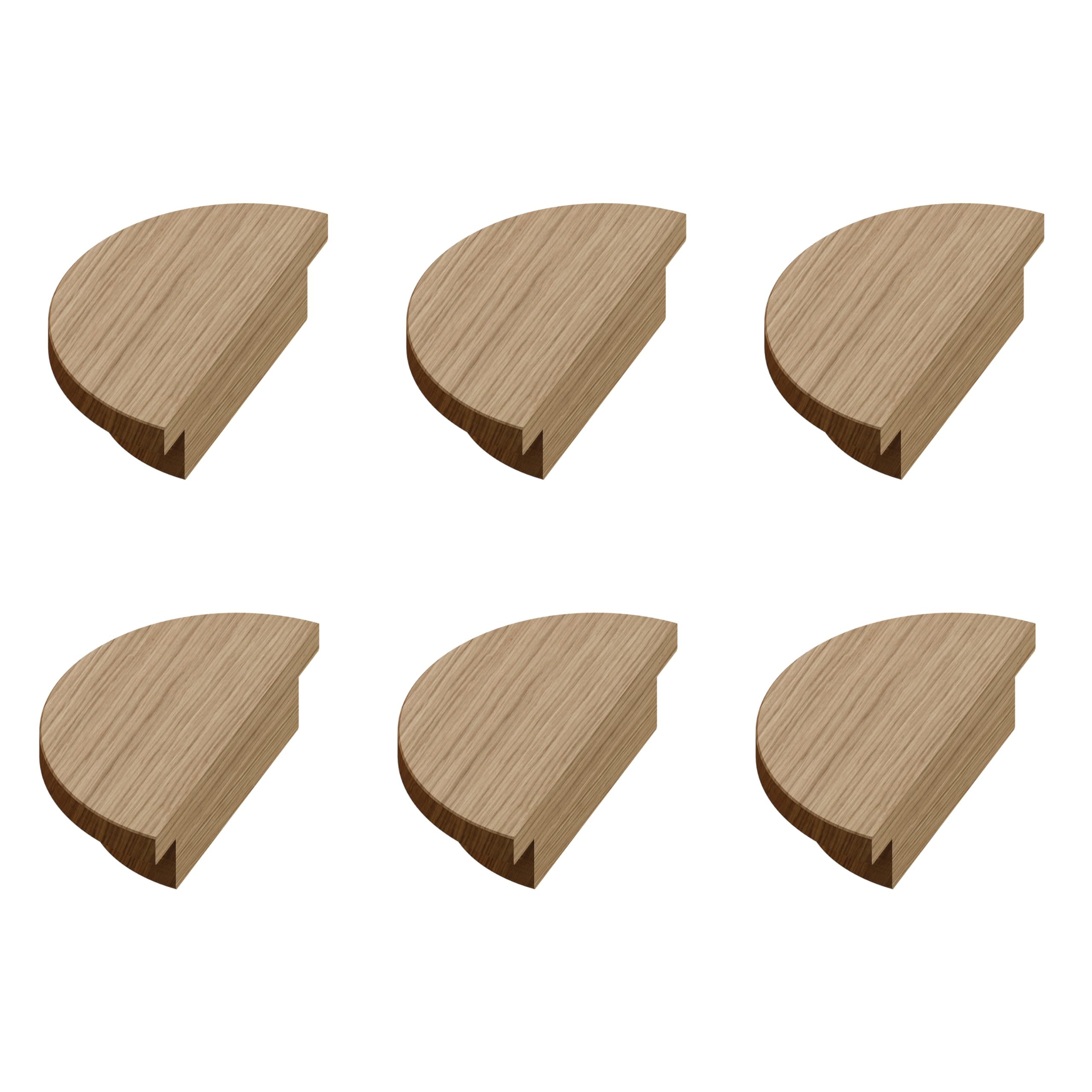 Sossai Drewniane uchwyty meblowe z dębu, GAH02, rozstaw otworów 90 mm, średnica 150 mm, 6 sztuk