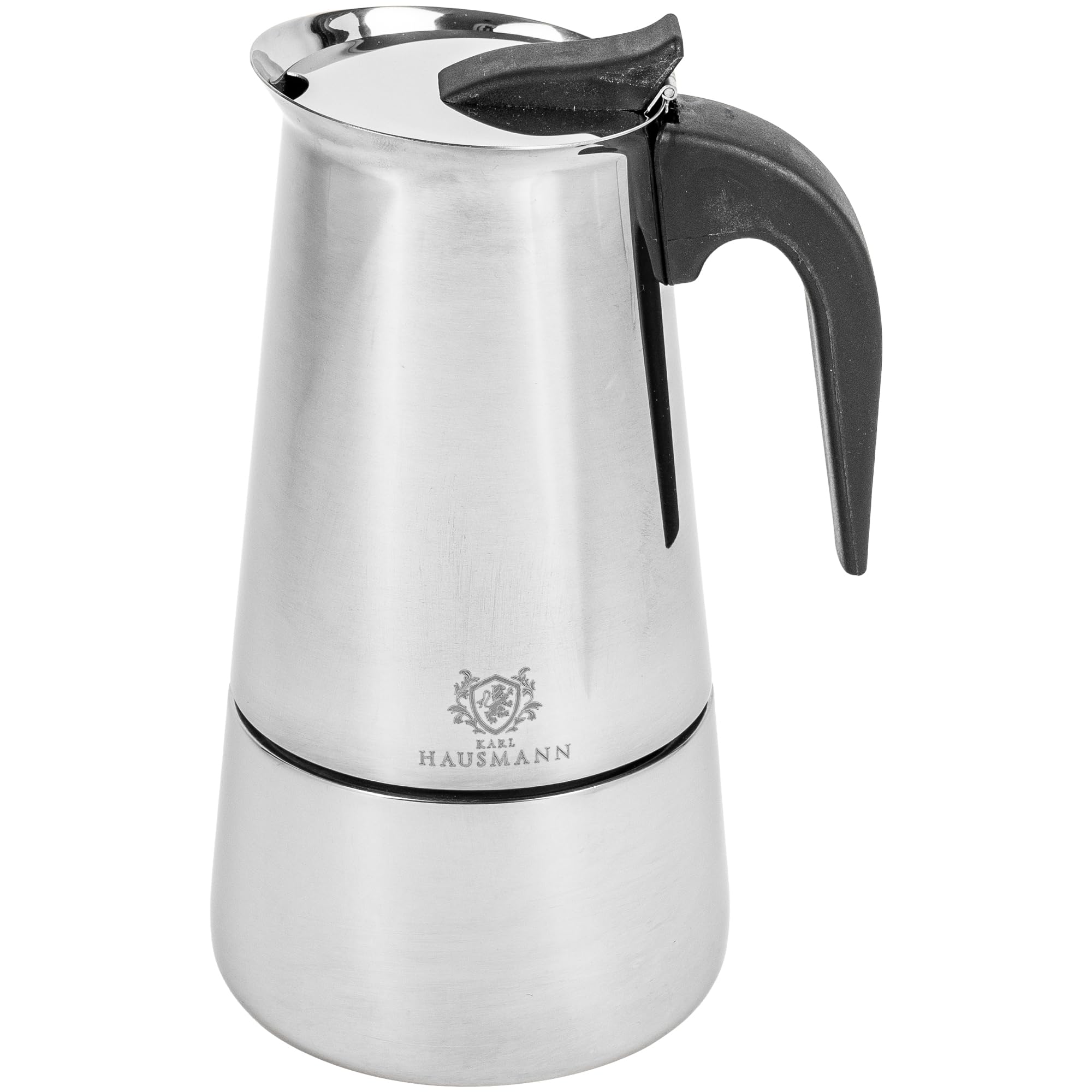 KARL HAUSMANN Kawiarka Indukcja 450 ml 9 Filiżanek - Kawiarka Stalowa Do Espresso I Herbaty, Moka Na Indukcję, Gaz, Kuchenkę Elektryczną I Ceramiczną, Stalowe Wykończenie
