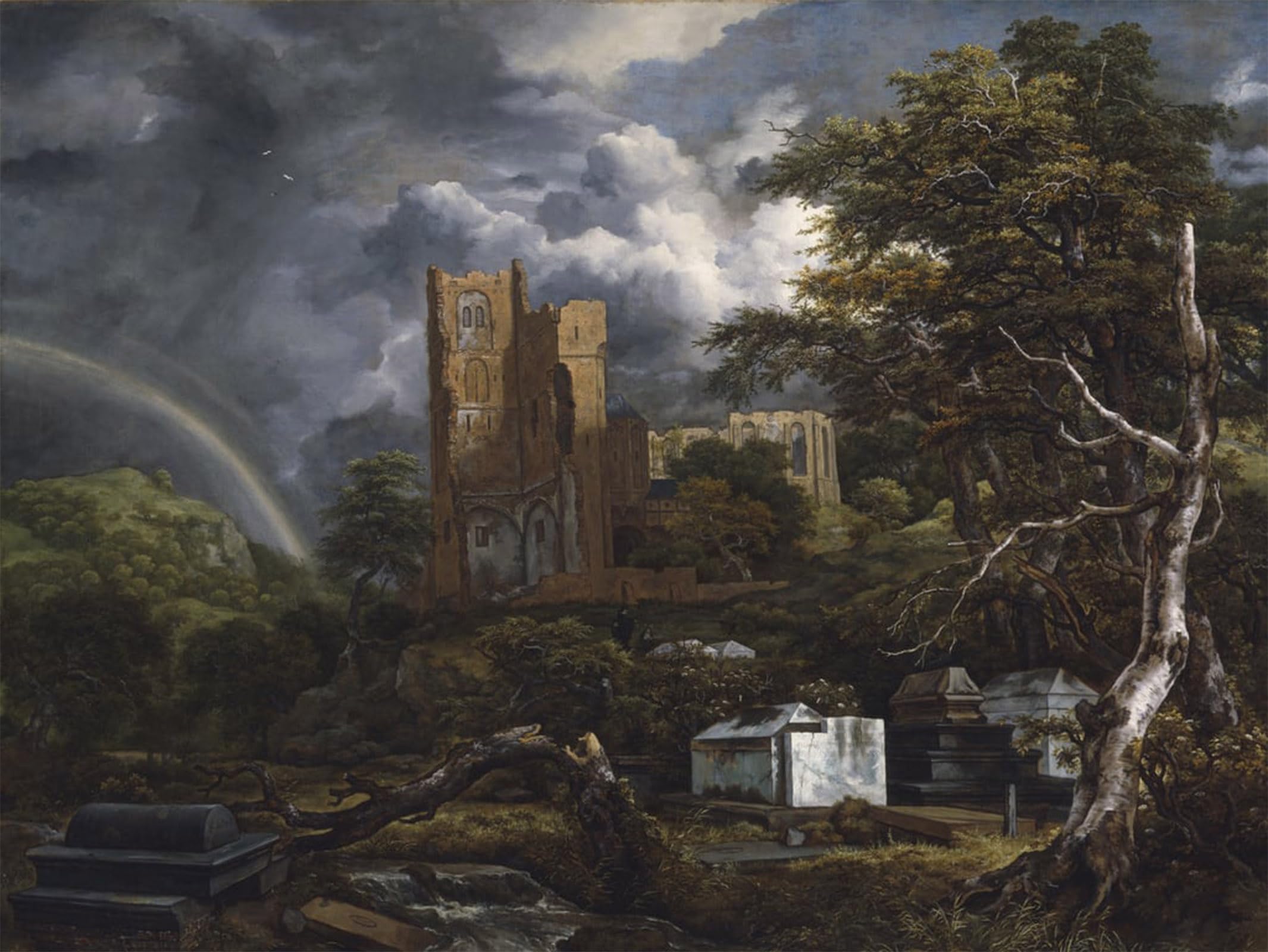 POSTERIIk Famous Modern Artwork Art Mural the Jewish Cemetery by Jacob Van Ruisdael Oil Paintings Pictures for Home Decor 60x90cm