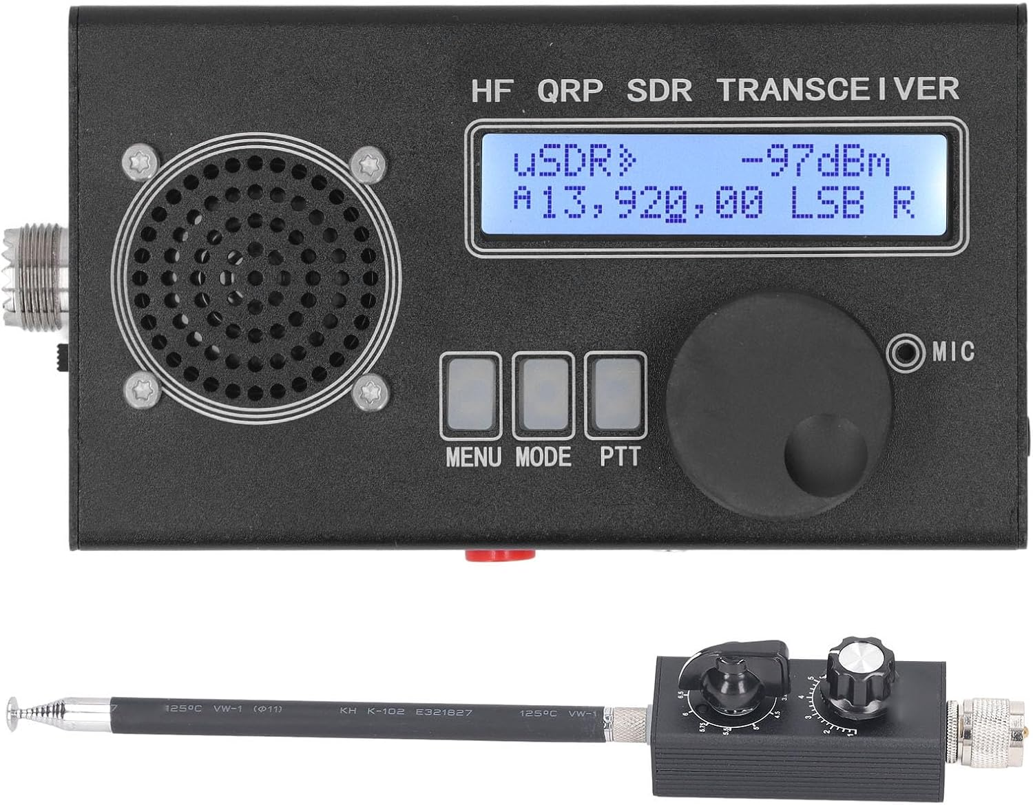 USDR USDX Mini SDR Shortwave Radio Transceiver, 8 Band 20W, Aluminum Alloy, with Built-in Battery, DSP Functions, for Communication and DIY, Includes Microphone, Charger, Antenna