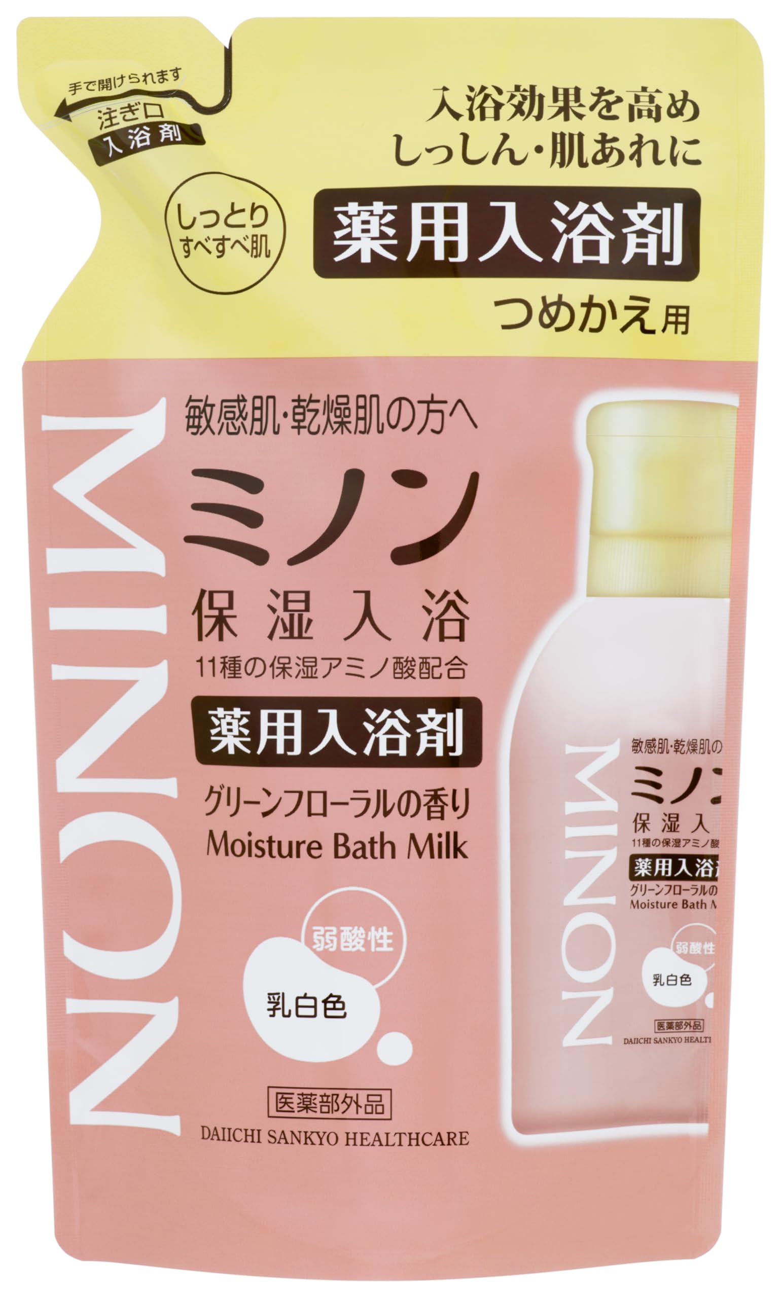 Amazon | ミノン薬用保湿入浴剤 つめかえ用 400mL（約10回分） 薬用