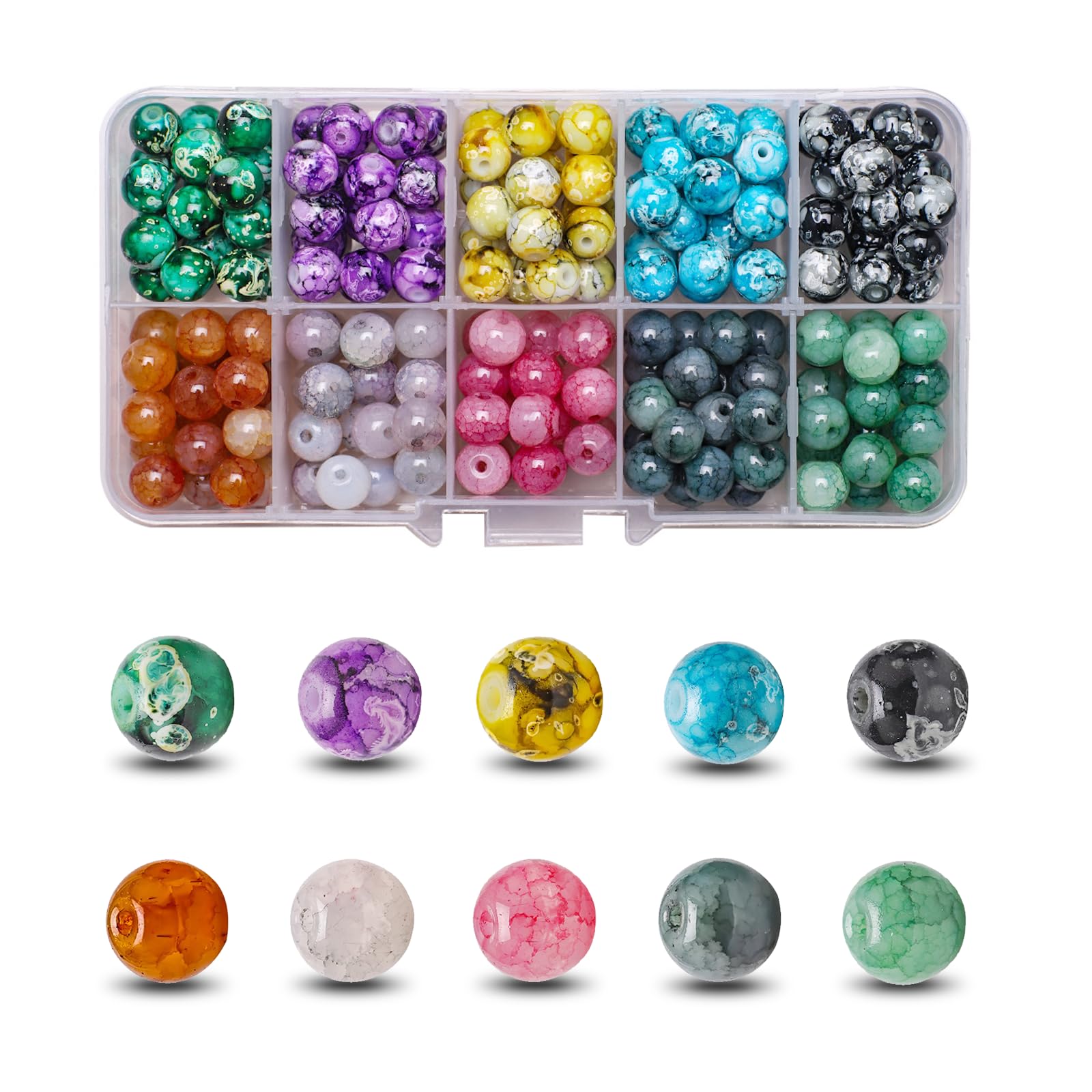 Fishdown 418 perline di cristallo da 8 mm per la creazione di gioielli, pietre naturali curative per bracciali, perline di pietre preziose e collane di gioielli fai da te Fishdown 418 perline di cristallo da 8 mm per la creazione di gioielli, pietre naturali curative per bracciali, perline di pietre preziose e collane di gioielli fai da te