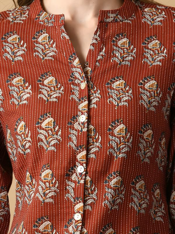 Image of Meesan Women's Casual Ethnic 3 /4 Sleeve Printed Tunic