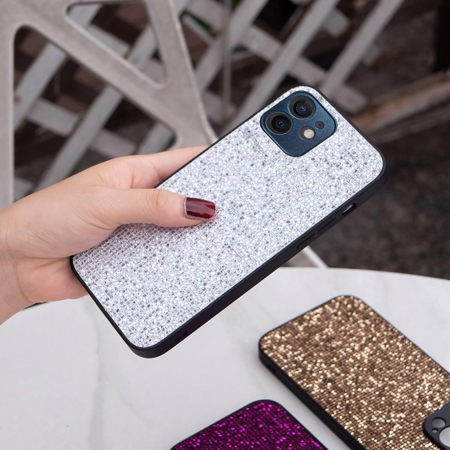 CUSTODIA COVER CON BRILLANTINI GLITTER PER IPHONE 12 / PRO / MAX