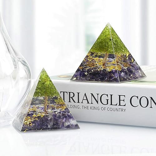 Miniatura 8 de Rockcloud Piedras de palma de labradorita pulidas piedras de preocupación y árbol de la vida Pirámide de orgón Piedra de cristal amatista generador