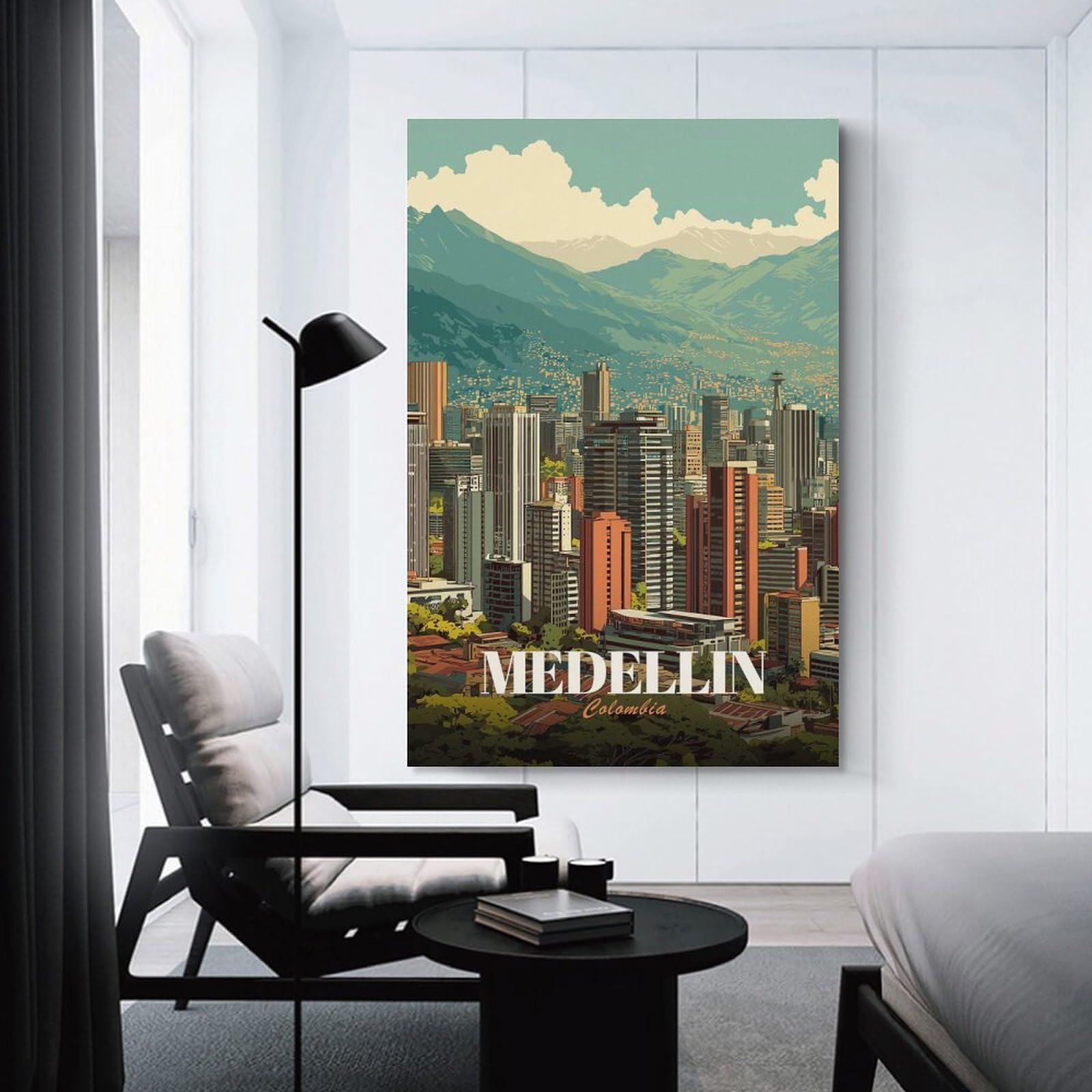Junmoney Canvas Wall Decor Medellin, Colombia Cityscape, 20x30inch(50x75cm), for Bedroom, Guest Room Or Reading Nook, Decorative Wall Art for Cosy Rooms