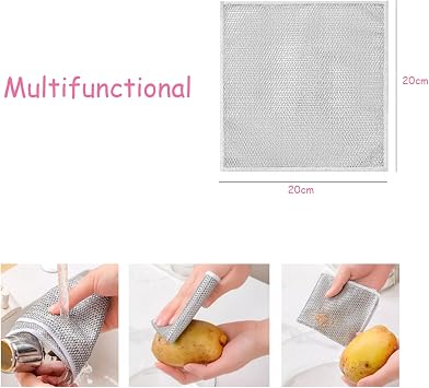 5 PCS Non-Scratch Wire Dishcloth, Multipurpose Wire Dishwashing Rags for Wet and Dry,Steel Wire Dish Towel,Scrubs & Cleans for Dishes, Sinks, Counters, Stove Tops(Dual Layer), Small
