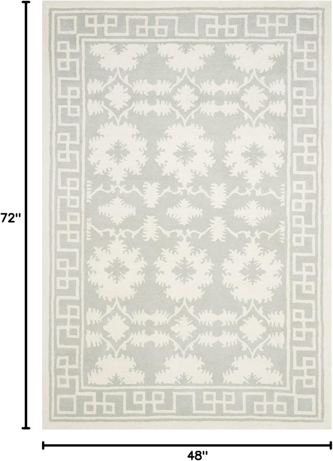 Grey and Ivory Hand-Tufted Wool 4' x 6' Area Rug