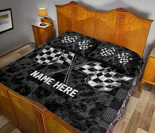 Miniatura 3 de OhaPrints Manta y fundas de almohada, con bandera a cuadros en blanco y negro para fanáticos de las carreras, juego de ropa de cama y funda de