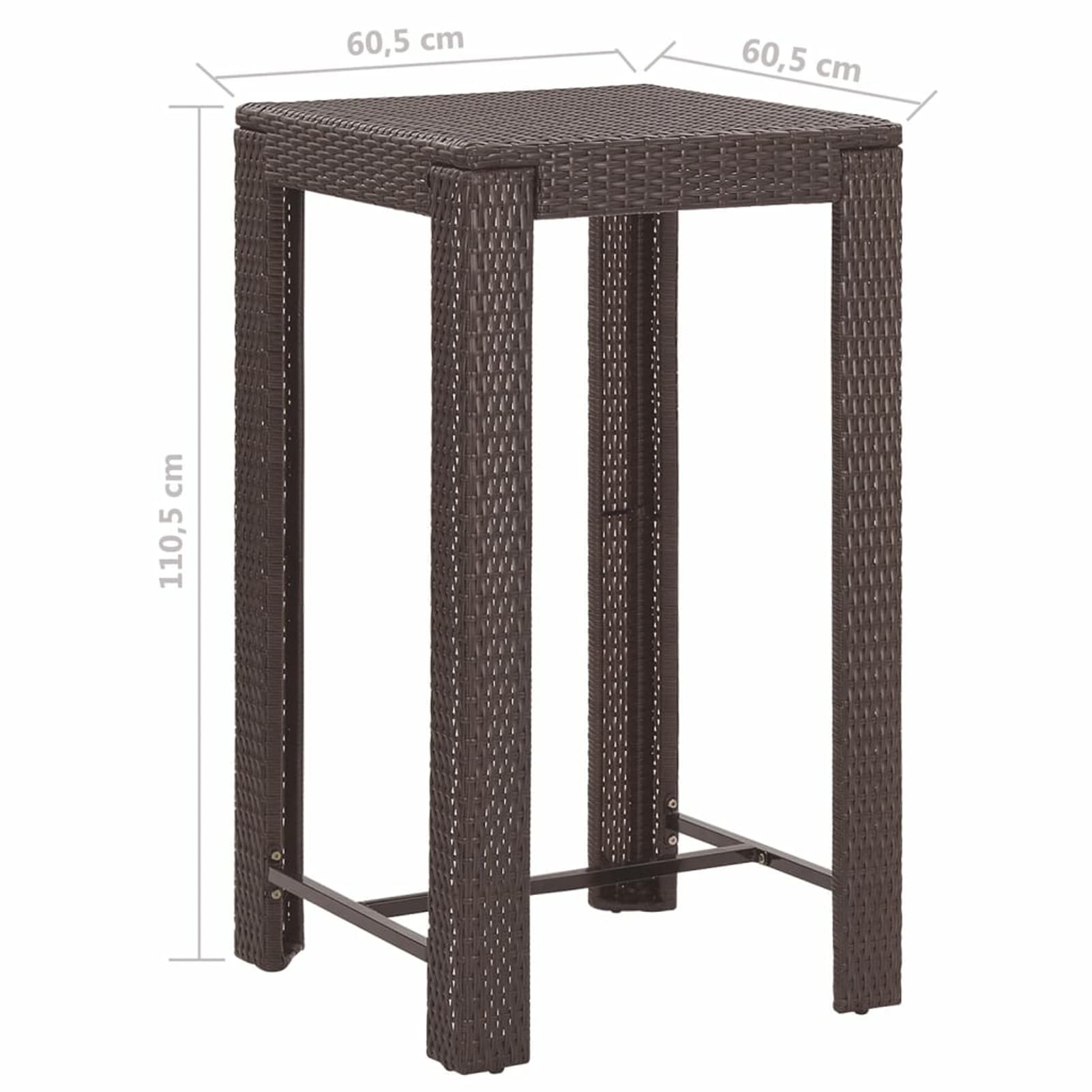 Homgoday Juego de 5 muebles de jardín con cojín, muebles de jardín, mesa de bar, mesa alta, mesa de jardín, muebles de balcón, mesa alta, taburete, silla de bar, muebles de jardín, polirratán, marrón